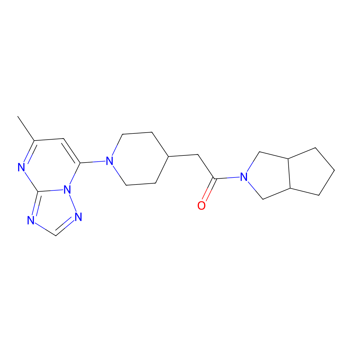 2-(1-{5-Methyl-[1,2,4]triazolo[1,5-a]pyrimidin-7-yl}piperidin-4-yl)-1-{octahydrocyclopenta[c]pyrrol-2-yl}ethan-1-one molecular structure, CAS 3054561-19-9