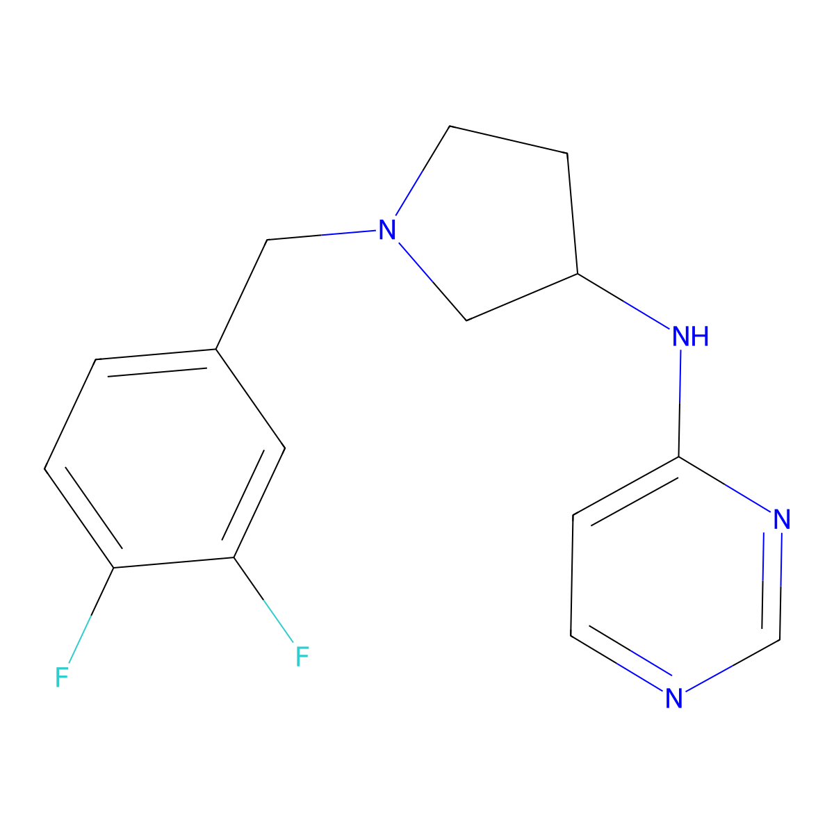 N-{1-[(3,4-difluorophenyl)methyl]pyrrolidin-3-yl}pyrimidin-4-amine molecular structure, CAS 3054561-38-2
