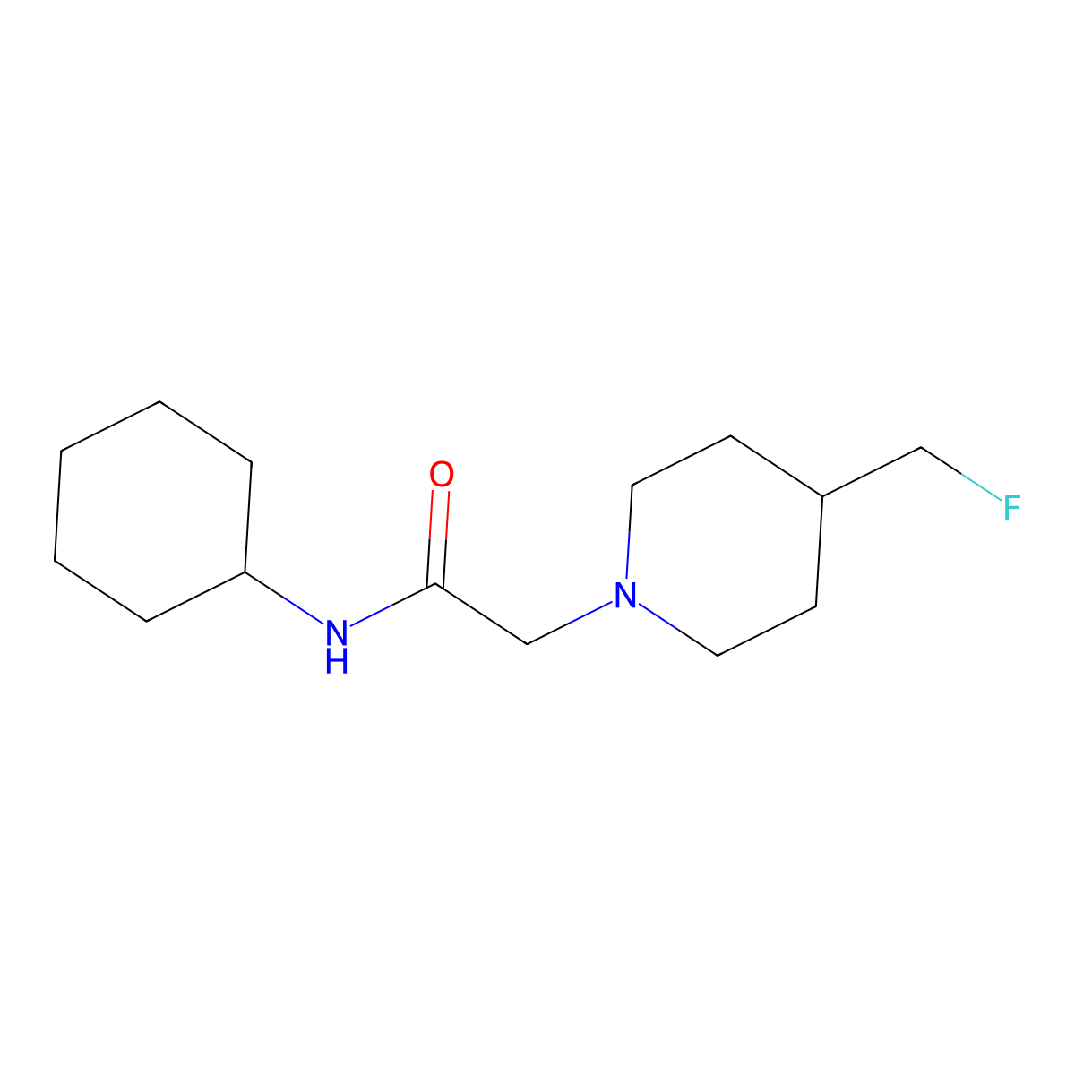N-cyclohexyl-2-[4-(fluoromethyl)piperidin-1-yl]acetamide molecular structure, CAS 3054561-39-3