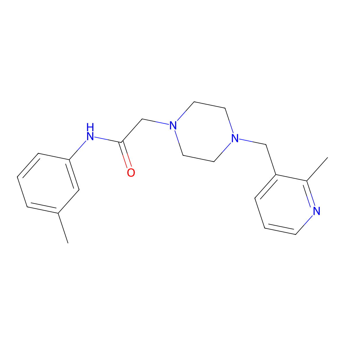 N-(3-methylphenyl)-2-{4-[(2-methylpyridin-3-yl)methyl]piperazin-1-yl}acetamide molecular structure, CAS 3054561-43-9