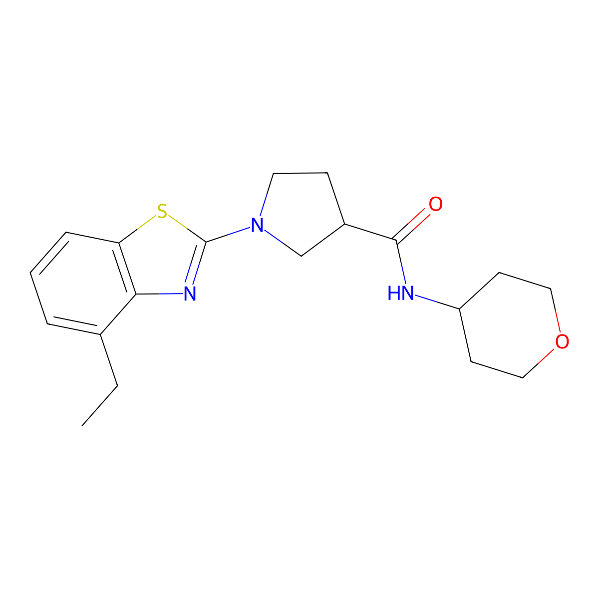 1-(4-ethyl-1,3-benzothiazol-2-yl)-N-(oxan-4-yl)pyrrolidine-3-carboxamide molecular structure, CAS 3054561-45-1