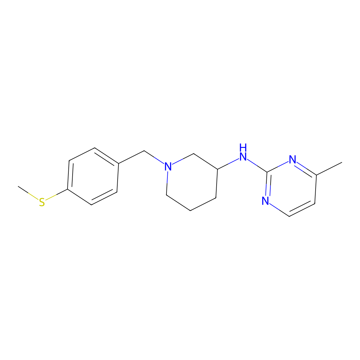 4-methylN-[1-[(4-methylsulfanylphenyl)methyl]piperidin-3-yl]pyrimidin-2-amine molecular structure, CAS 3054561-47-3