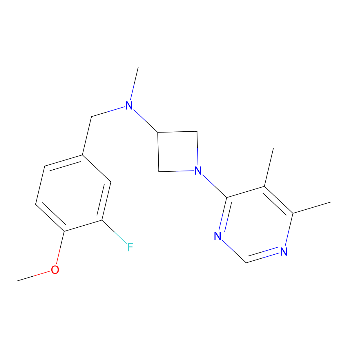 1-(5,6-dimethylpyrimidin-4-yl)-N-[(3-fluoro-4-methoxyphenyl)methyl]-N-methylazetidin-3-amine molecular structure, CAS 3054561-50-8