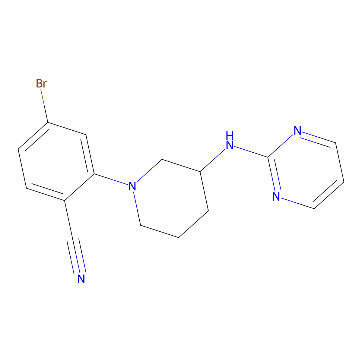 4-Bromo-2-{3-[(pyrimidin-2-yl)amino]piperidin-1-yl}benzonitrile molecular structure, CAS 3054561-54-2