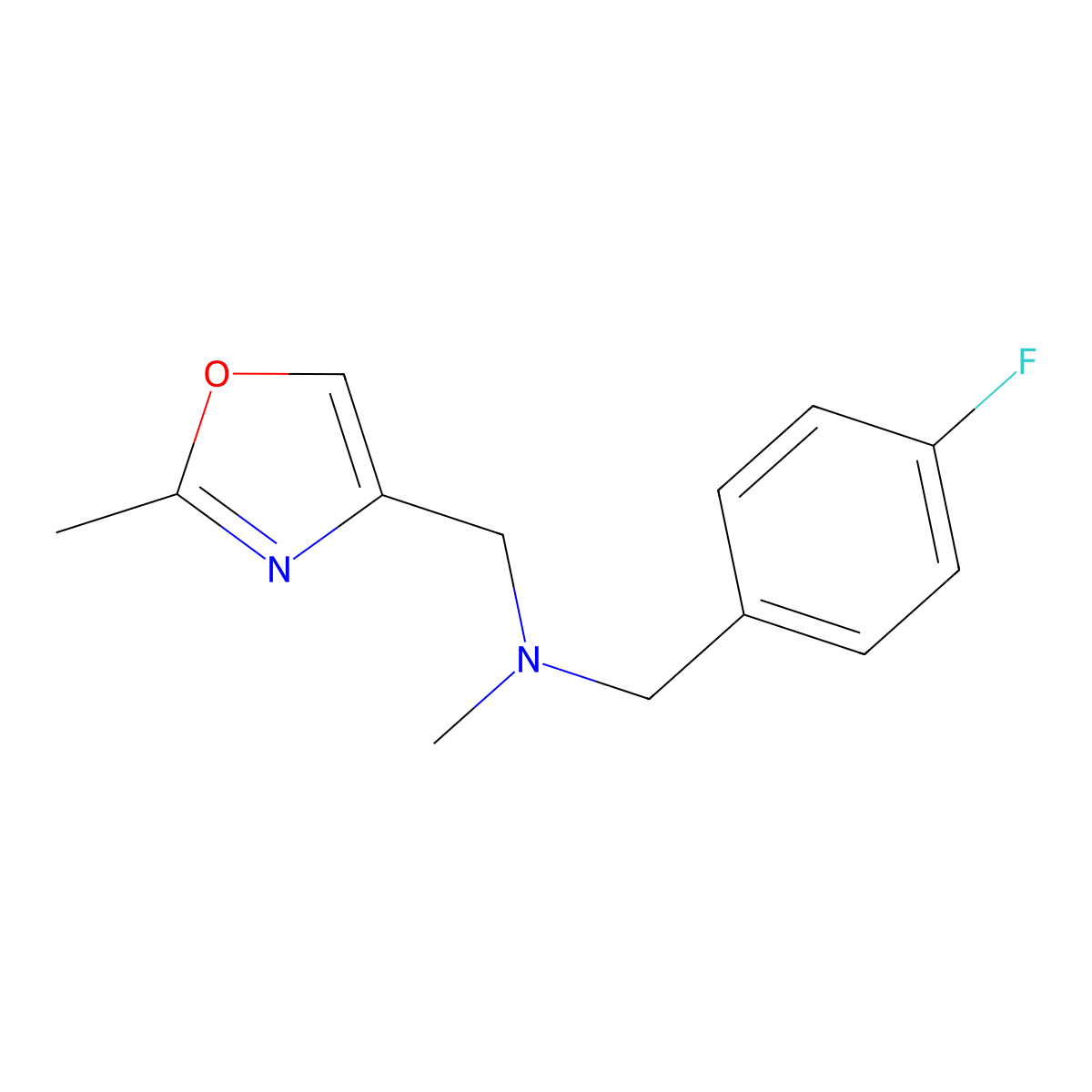 [(4-Fluorophenyl)methyl](methyl)[(2-methyl-1,3-oxazol-4-yl)methyl]amine molecular structure, CAS 3054561-55-3