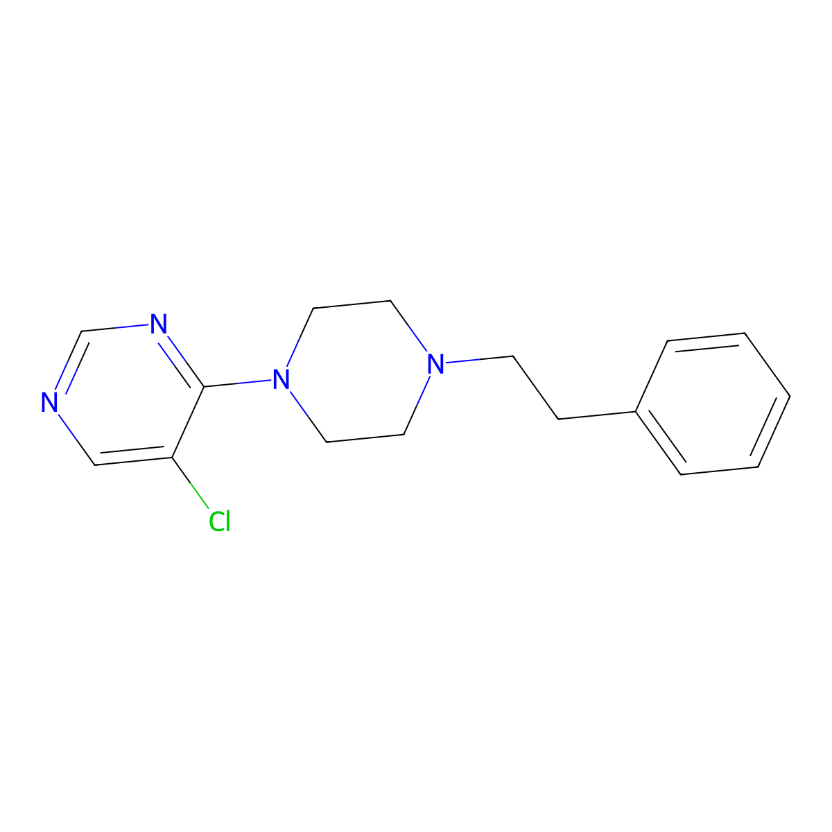 5-Chloro-4-[4-(2-phenylethyl)piperazin-1-yl]pyrimidine molecular structure, CAS 3054561-58-6