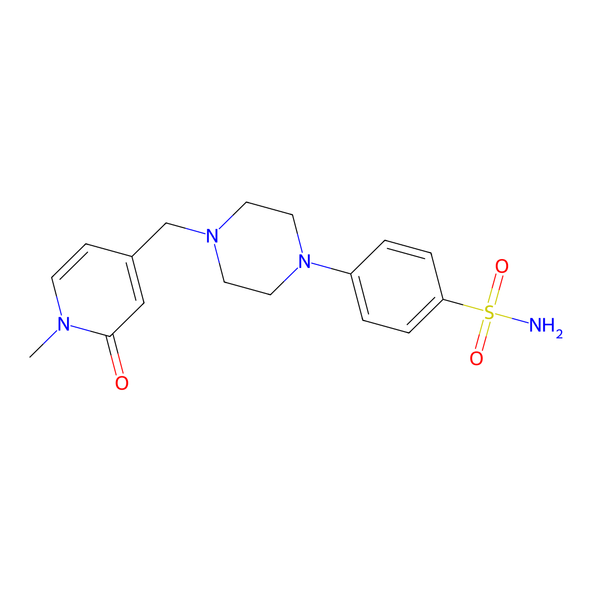 4-{4-[(1-Methyl-2-oxo-1,2-dihydropyridin-4-yl)methyl]piperazin-1-yl}benzene-1-sulfonamide molecular structure, CAS 3054561-70-2