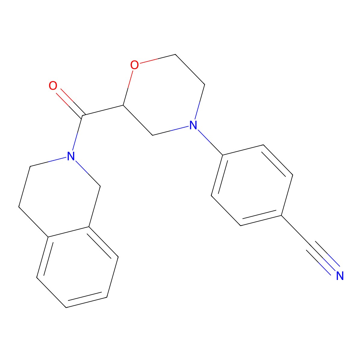 4-[2-(1,2,3,4-Tetrahydroisoquinoline-2-carbonyl)morpholin-4-yl]benzonitrile molecular structure, CAS 3054561-74-6