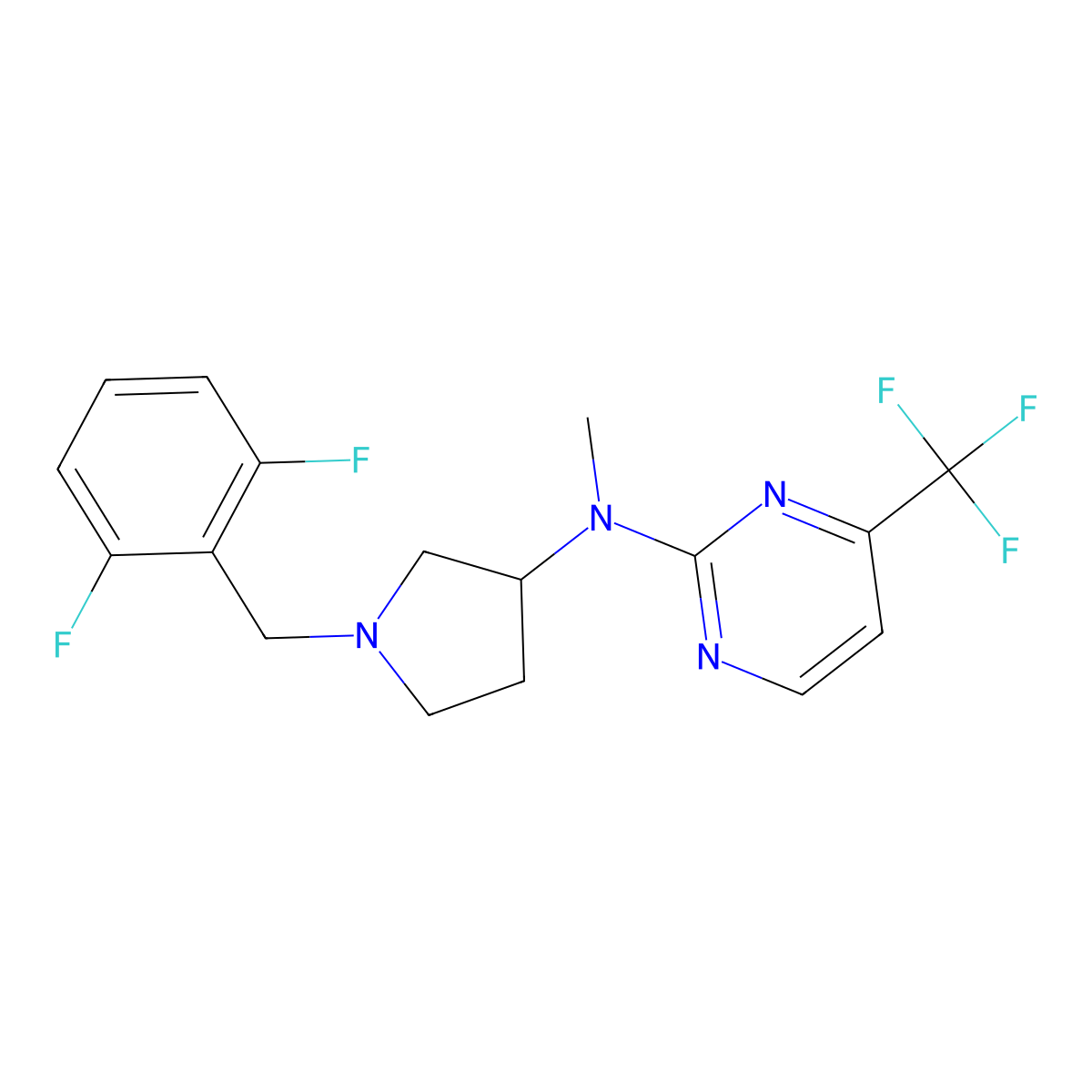 N-{1-[(2,6-difluorophenyl)methyl]pyrrolidin-3-yl}-N-methyl-4-(trifluoromethyl)pyrimidin-2-amine molecular structure, CAS 3054561-78-0