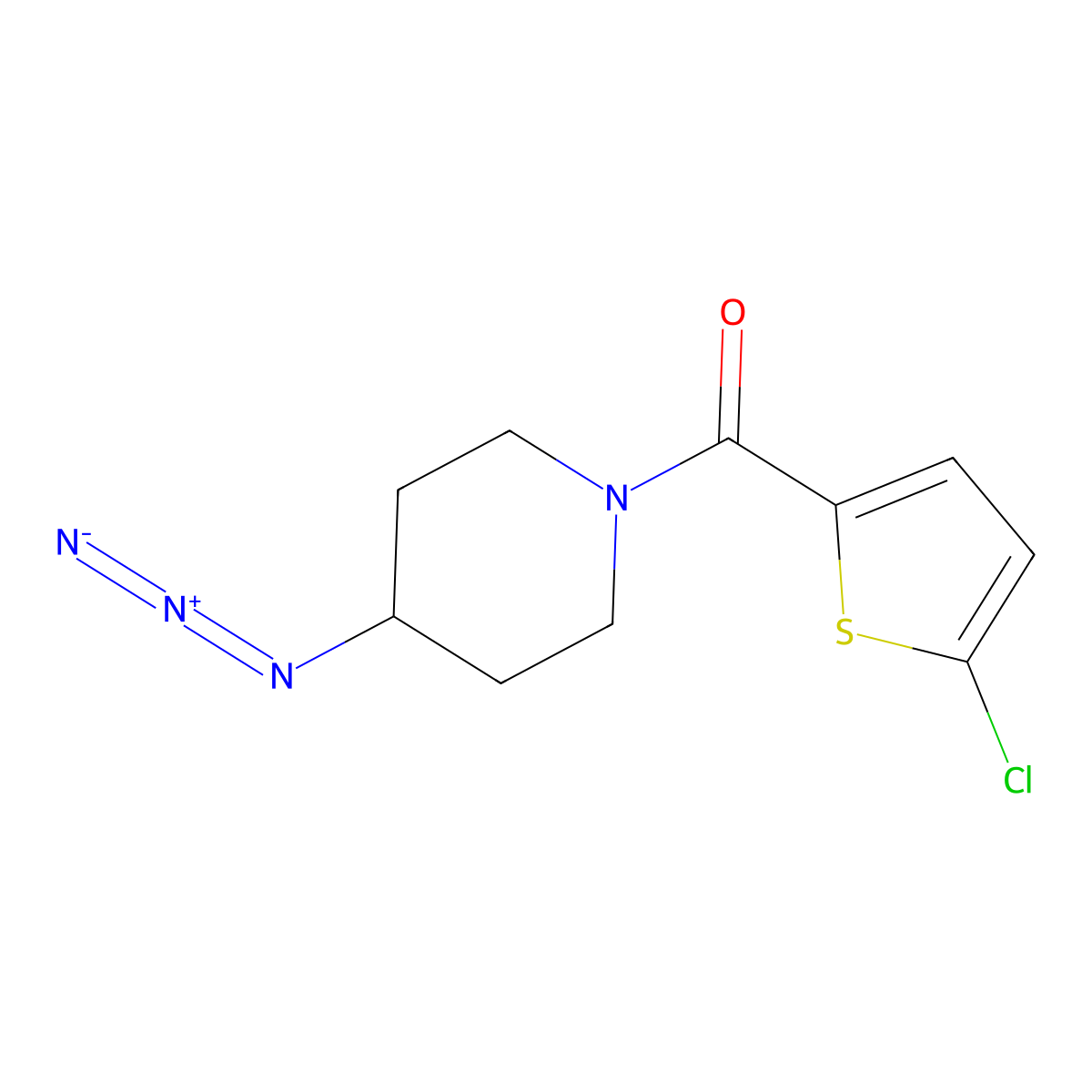 4-Azido-1-(5-chlorothiophene-2-carbonyl)piperidine molecular structure, CAS 3054561-80-4