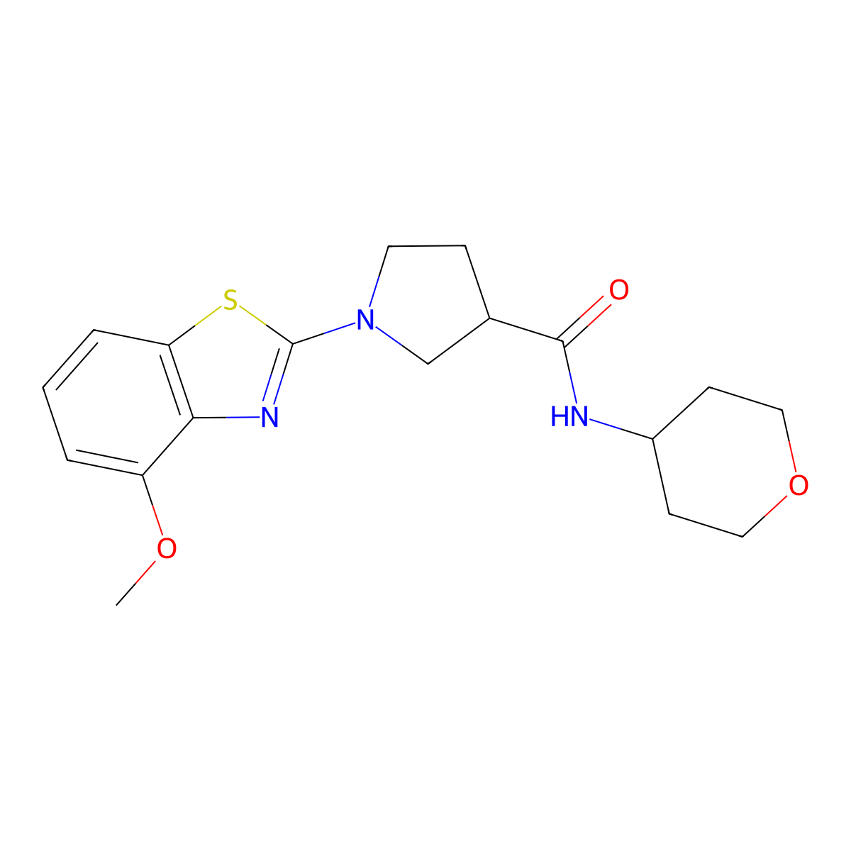 1-(4-methoxy-1,3-benzothiazol-2-yl)-N-(oxan-4-yl)pyrrolidine-3-carboxamide molecular structure, CAS 3054561-81-5