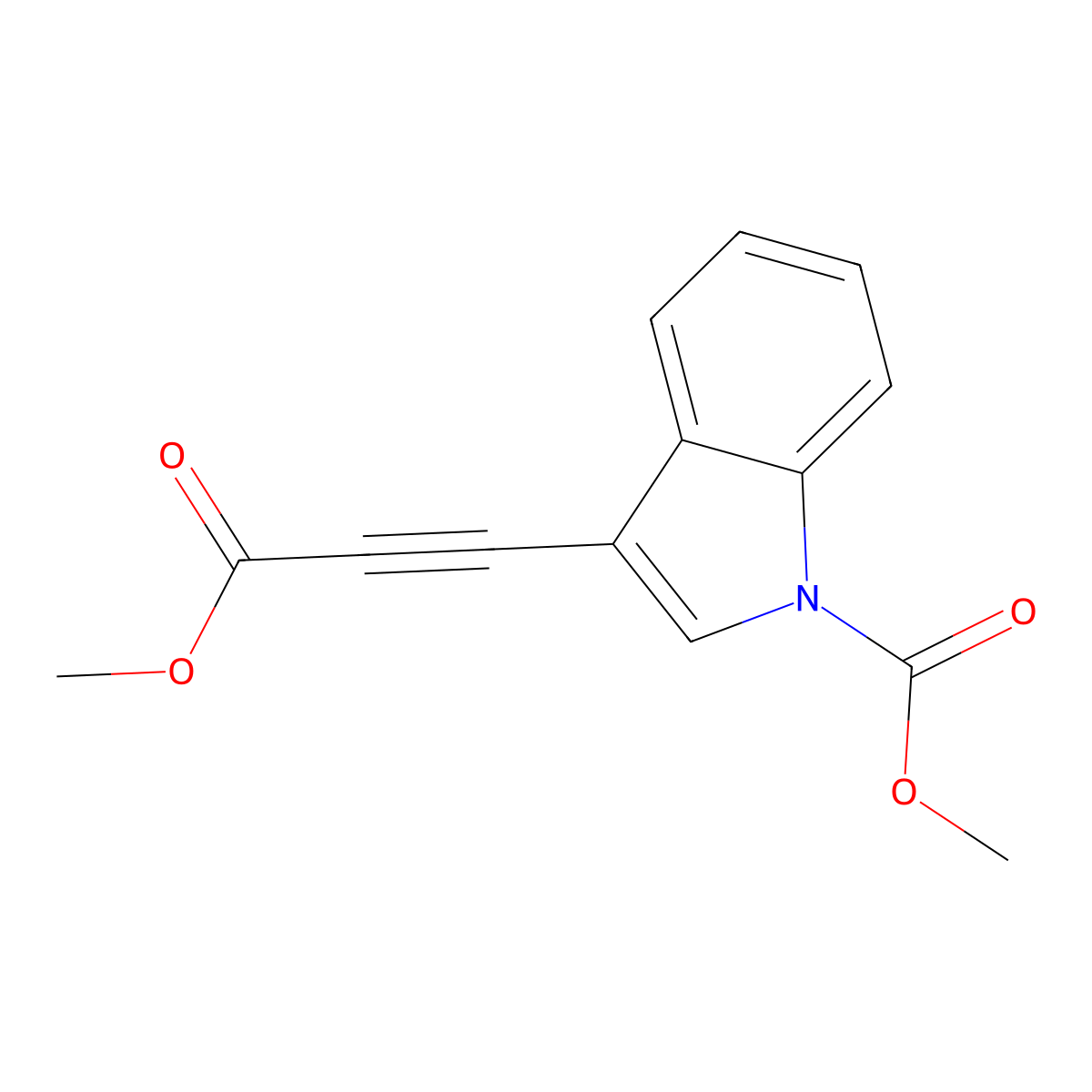 Methyl 3-(3-methoxy-3-oxoprop-1-ynyl)indole-1-carboxylate molecular structure, CAS 3054561-83-7