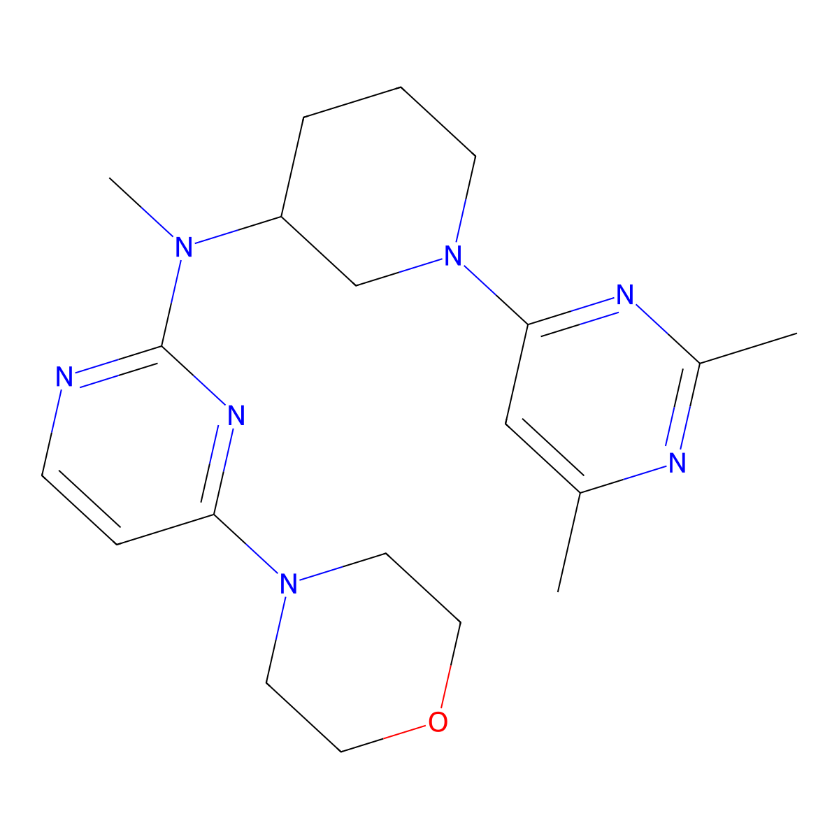 N-[1-(2,6-dimethylpyrimidin-4-yl)piperidin-3-yl]-N-methyl-4-(morpholin-4-yl)pyrimidin-2-amine molecular structure, CAS 3054561-85-9