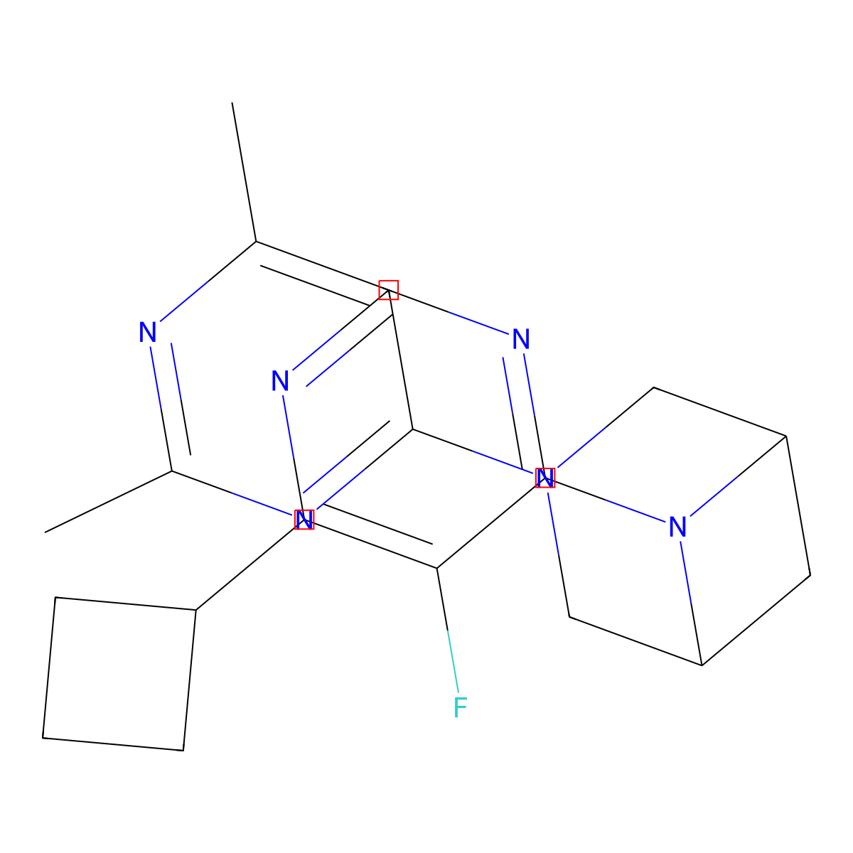6-(6-Cyclobutyl-5-fluoropyrimidin-4-yl)-3-(2,6-dimethylpyrimidin-4-yl)-3,6-diazabicyclo[3.1.1]heptane molecular structure, CAS 3054561-95-1