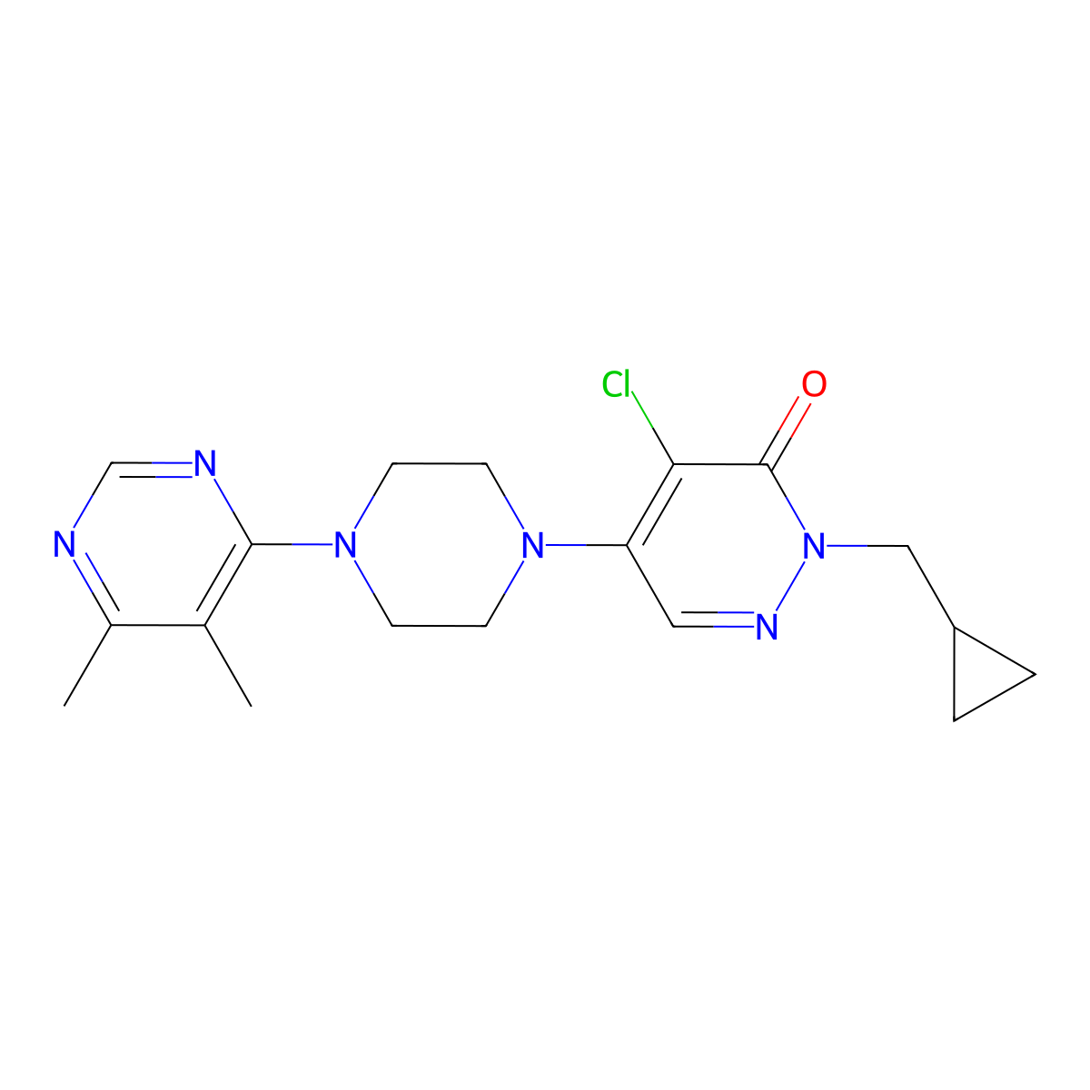 4-Chloro-2-(cyclopropylmethyl)-5-[4-(5,6-dimethylpyrimidin-4-yl)piperazin-1-yl]-2,3-dihydropyridazin-3-one molecular structure, CAS 3054561-96-2