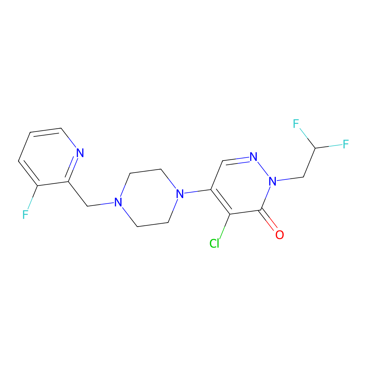 4-Chloro-2-(2,2-difluoroethyl)-5-{4-[(3-fluoropyridin-2-yl)methyl]piperazin-1-yl}-2,3-dihydropyridazin-3-one molecular structure, CAS 3054561-98-4