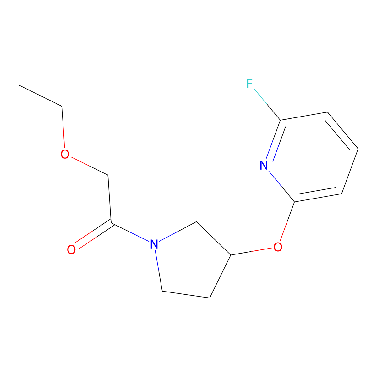 2-Ethoxy-1-{3-[(6-fluoropyridin-2-yl)oxy]pyrrolidin-1-yl}ethan-1-one molecular structure, CAS 3054562-00-1