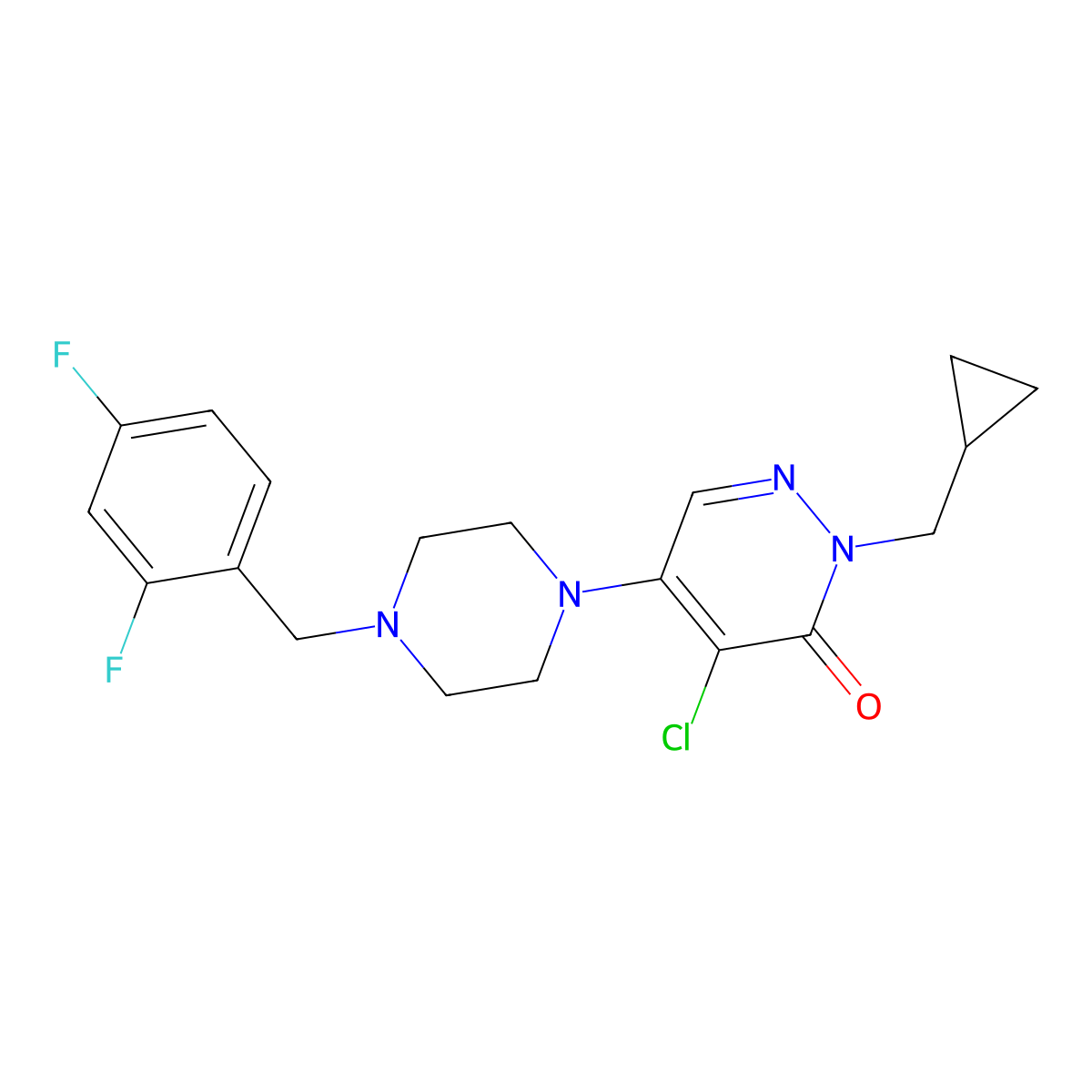 4-Chloro-2-(cyclopropylmethyl)-5-{4-[(2,4-difluorophenyl)methyl]piperazin-1-yl}-2,3-dihydropyridazin-3-one molecular structure, CAS 3054562-01-2