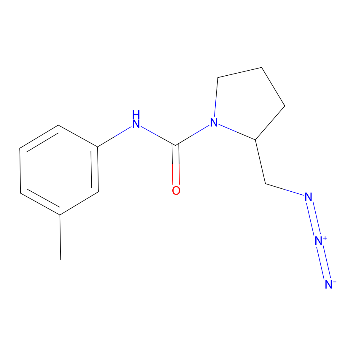 2-(azidomethyl)-N-(3-methylphenyl)pyrrolidine-1-carboxamide molecular structure, CAS 3054562-03-4