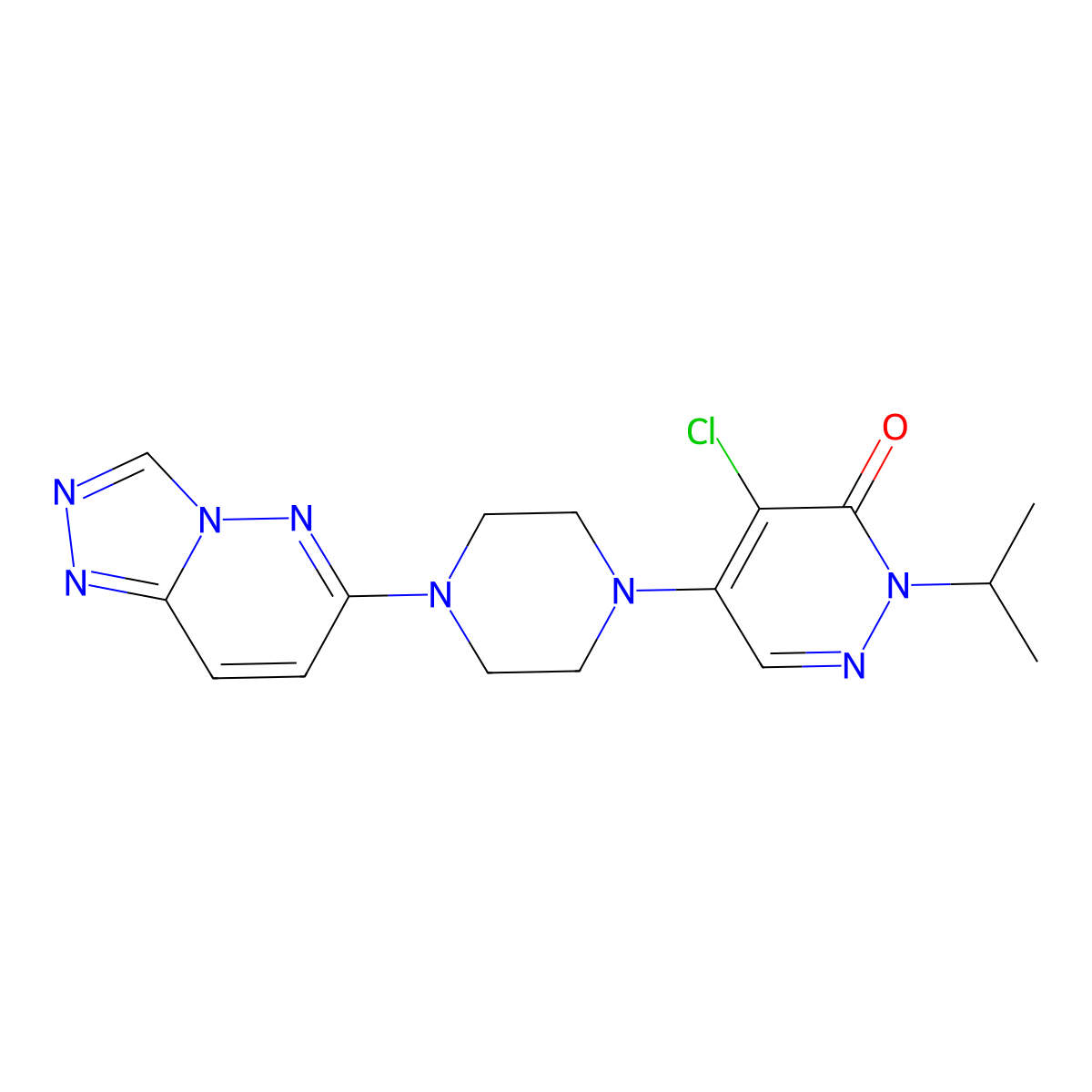 4-Chloro-2-(propan-2-yl)-5-(4-{[1,2,4]triazolo[4,3-b]pyridazin-6-yl}piperazin-1-yl)-2,3-dihydropyridazin-3-one molecular structure, CAS 3054562-09-0