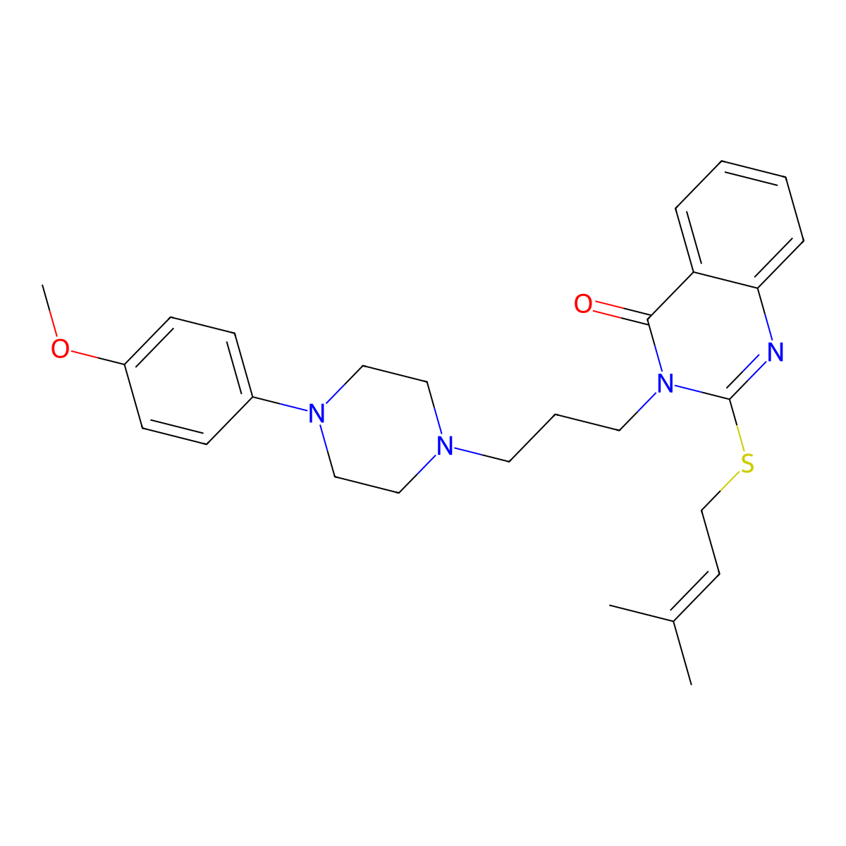 3-{3-[4-(4-Methoxyphenyl)piperazin-1-yl]propyl}-2-[(3-methylbut-2-en-1-yl)sulfanyl]-3,4-dihydroquinazolin-4-one molecular structure, CAS 3054562-10-3