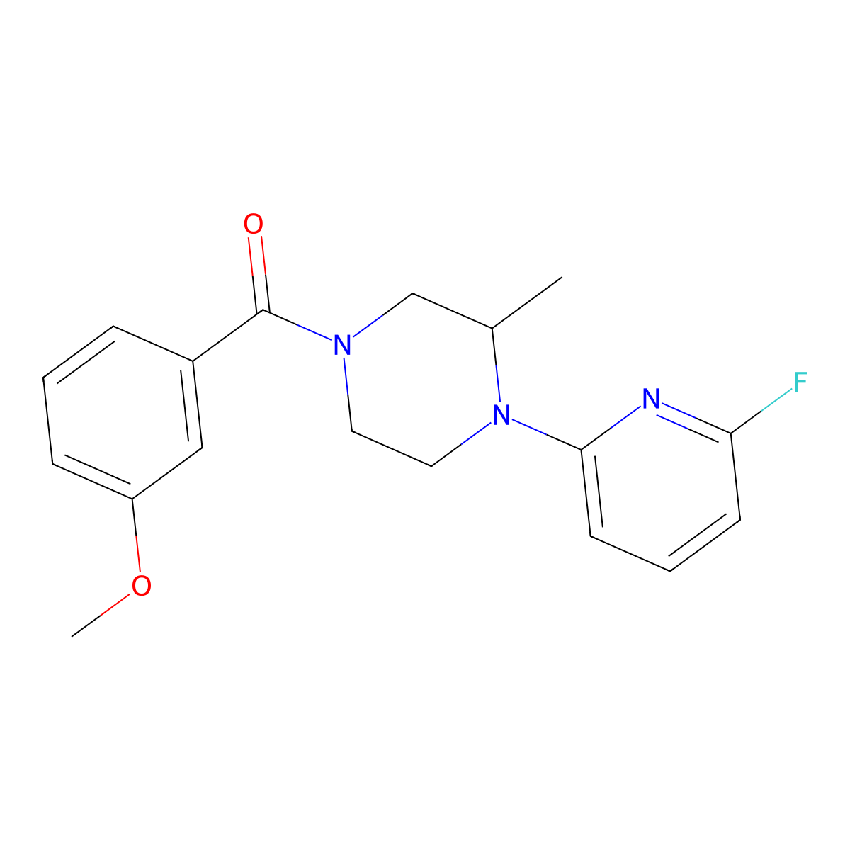 1-(6-Fluoropyridin-2-yl)-4-(3-methoxybenzoyl)-2-methylpiperazine molecular structure, CAS 3054562-12-5