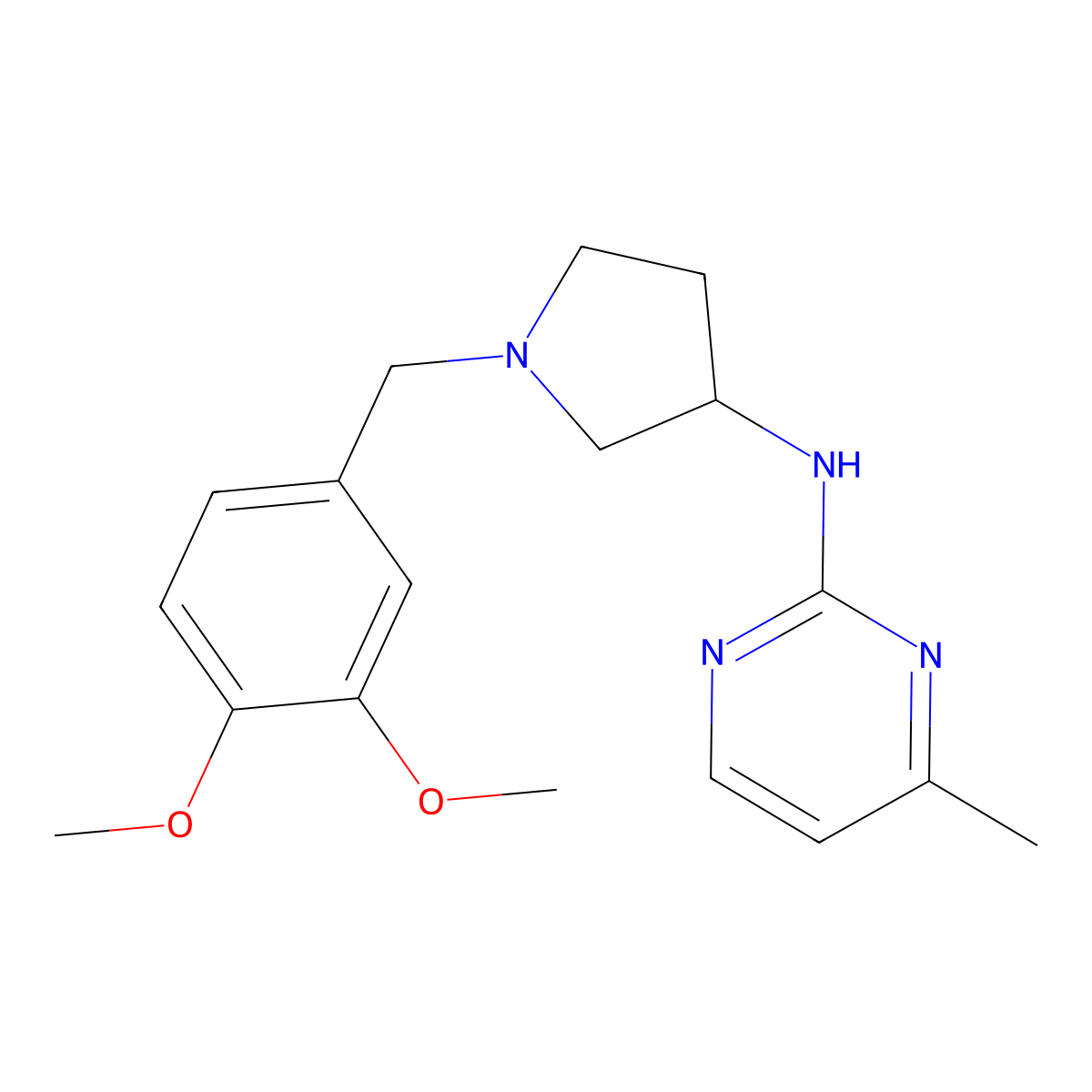 N-{1-[(3,4-dimethoxyphenyl)methyl]pyrrolidin-3-yl}-4-methylpyrimidin-2-amine molecular structure, CAS 3054562-19-2