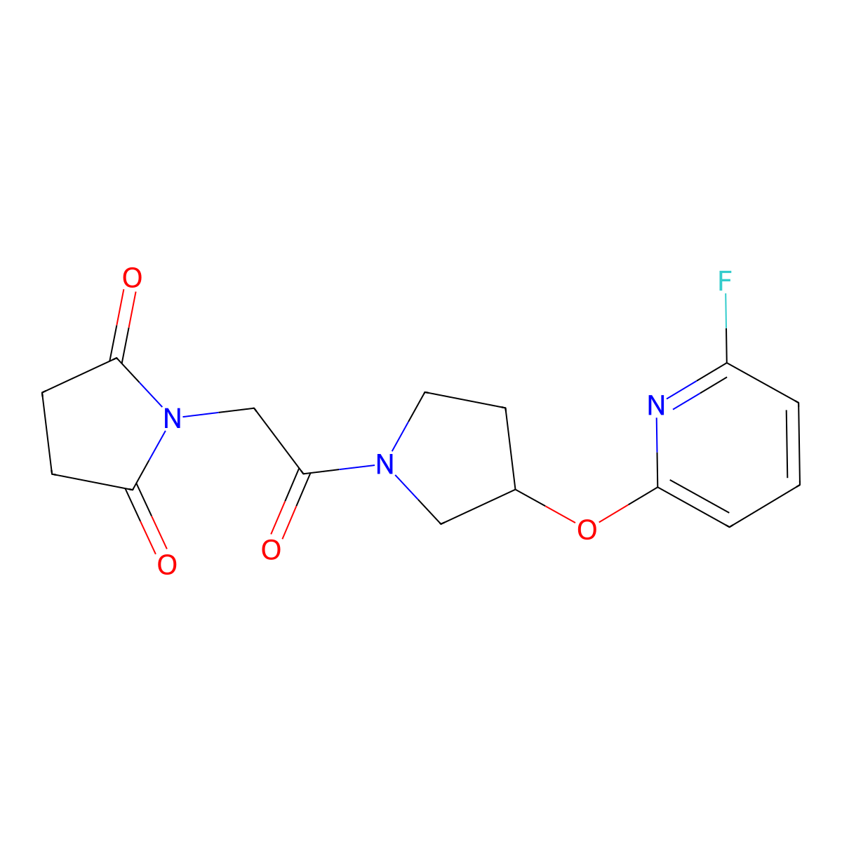 1-[2-[3-(6-Fluoropyridin-2-yl)oxypyrrolidin-1-yl]-2-oxoethyl]pyrrolidine-2,5-dione molecular structure, CAS 3054562-20-5