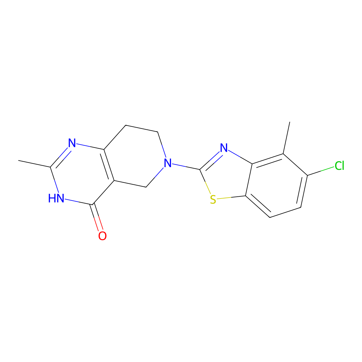 6-(5-chloro-4-methyl-1,3-benzothiazol-2-yl)-2-methyl-3H,4H,5H,6H,7H,8H-pyrido[4,3-d]pyrimidin-4-one molecular structure, CAS 3054562-21-6