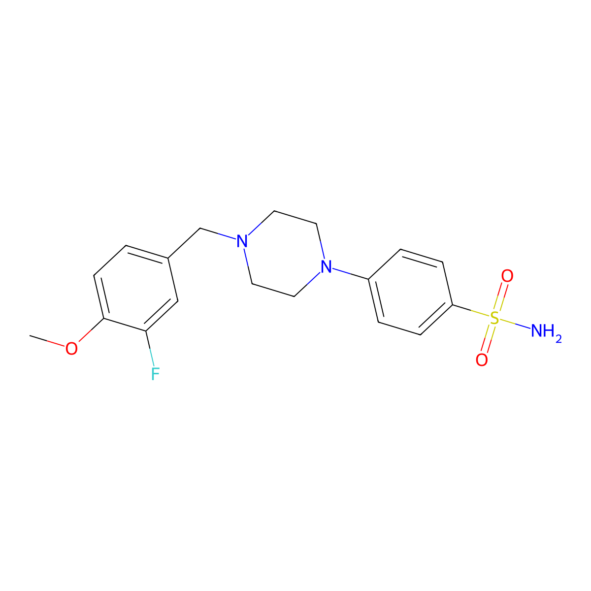 4-{4-[(3-Fluoro-4-methoxyphenyl)methyl]piperazin-1-yl}benzene-1-sulfonamide molecular structure, CAS 3054562-22-7