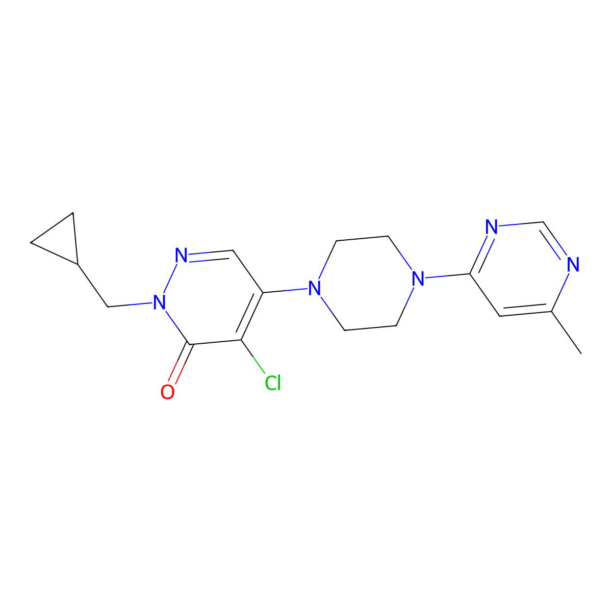 4-Chloro-2-(cyclopropylmethyl)-5-[4-(6-methylpyrimidin-4-yl)piperazin-1-yl]-2,3-dihydropyridazin-3-one molecular structure, CAS 3054562-28-3