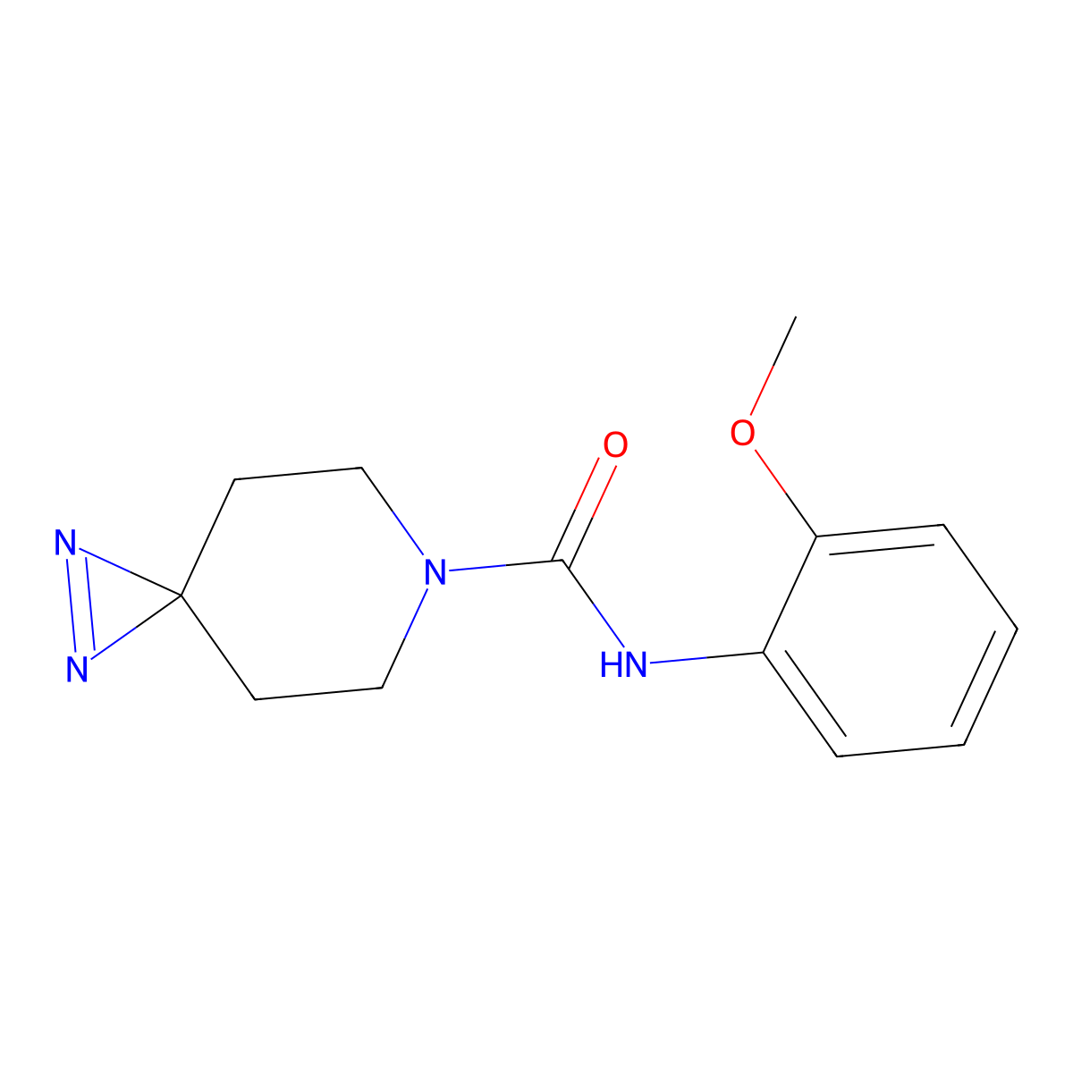 N-(2-methoxyphenyl)-1,2,6-triazaspiro[2.5]oct-1-ene-6-carboxamide molecular structure, CAS 3054562-39-6