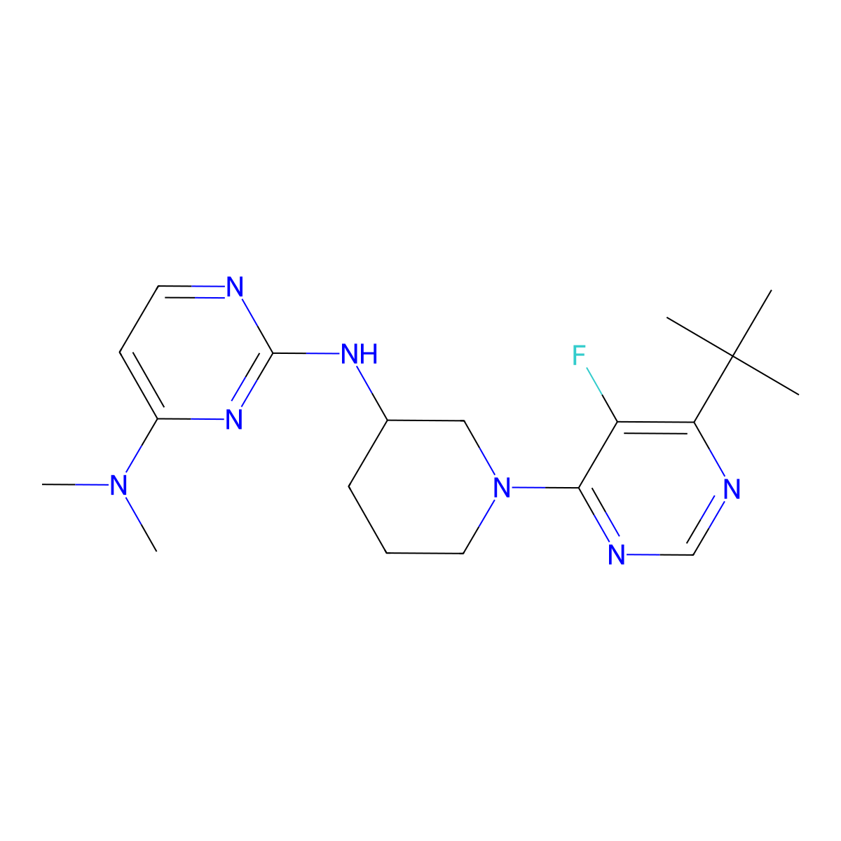 N2-[1-(6-tert-butyl-5-fluoropyrimidin-4-yl)piperidin-3-yl]-N4,N4-dimethylpyrimidine-2,4-diamine molecular structure, CAS 3054562-42-1