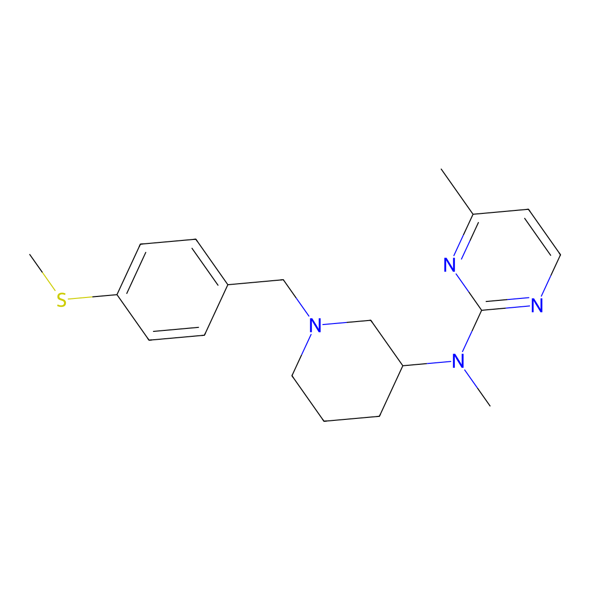 N,4-dimethyl-N-(1-{[4-(methylsulfanyl)phenyl]methyl}piperidin-3-yl)pyrimidin-2-amine molecular structure, CAS 3054562-47-6