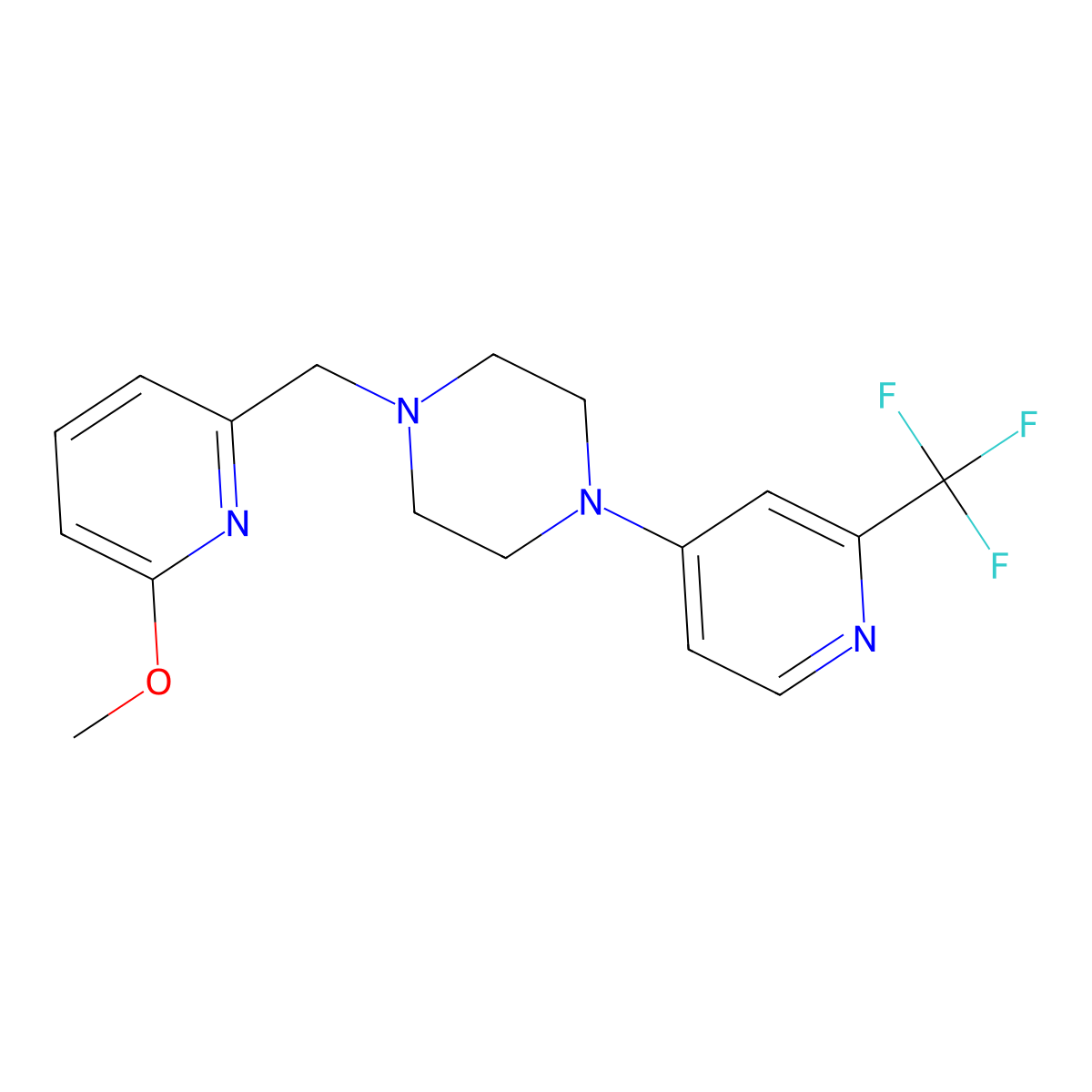 1-[(6-Methoxypyridin-2-yl)methyl]-4-[2-(trifluoromethyl)pyridin-4-yl]piperazine molecular structure, CAS 3054562-55-6