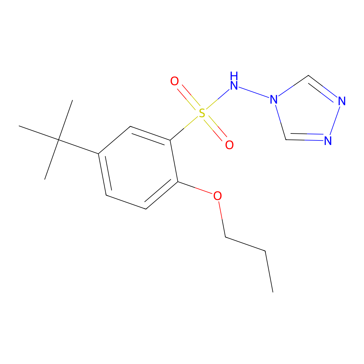 5-tert-butyl-2-propoxy-N-(4H-1,2,4-triazol-4-yl)benzene-1-sulfonamide molecular structure, CAS 3054562-58-9