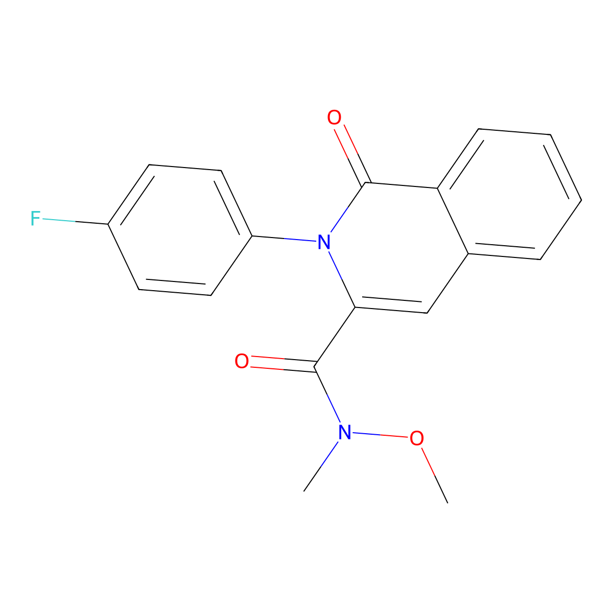 2-(4-fluorophenyl)-N-methoxy-N-methyl-1-oxo-1,2-dihydroisoquinoline-3-carboxamide molecular structure, CAS 3054562-67-0
