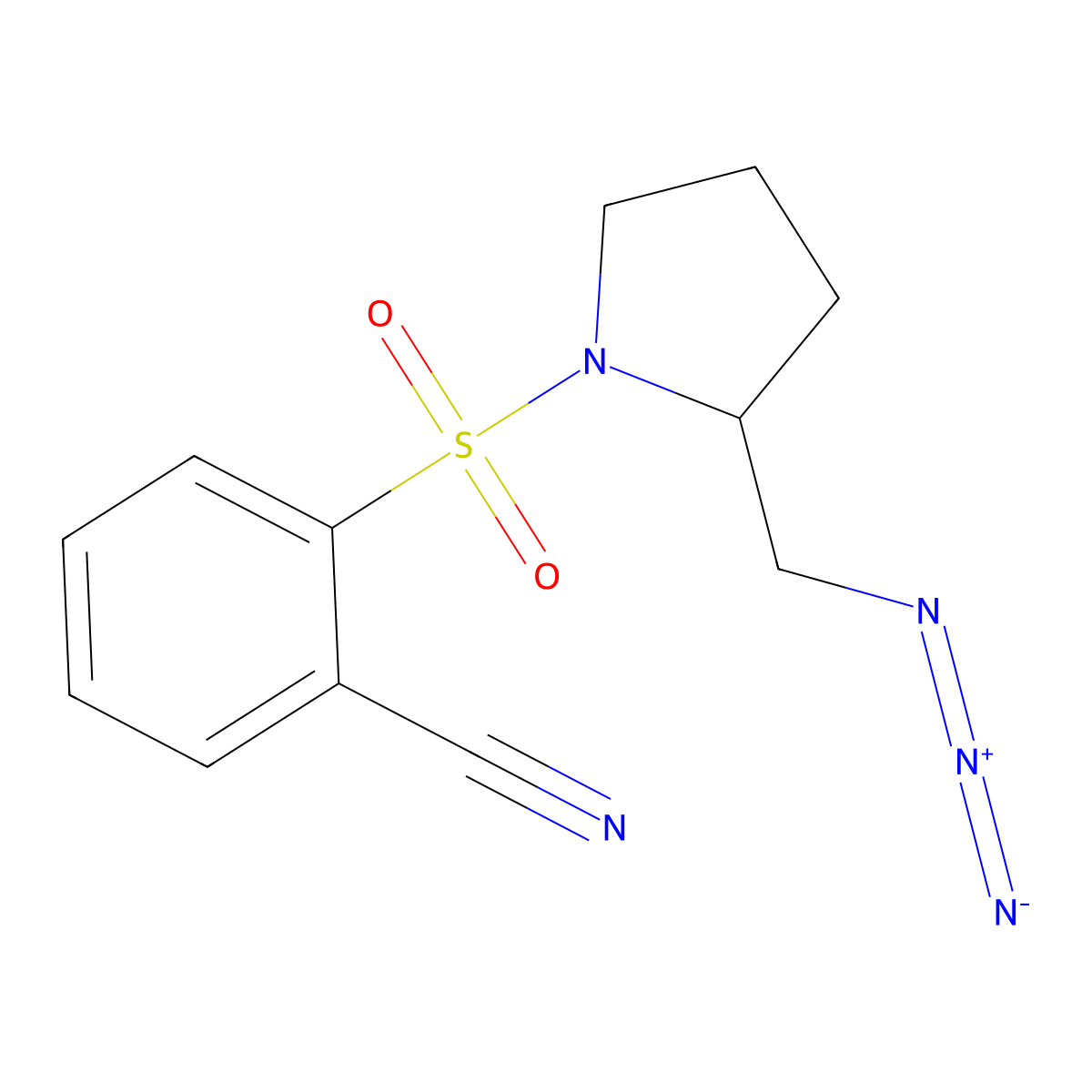 2-{[2-(Azidomethyl)pyrrolidin-1-yl]sulfonyl}benzonitrile molecular structure, CAS 3054562-72-7