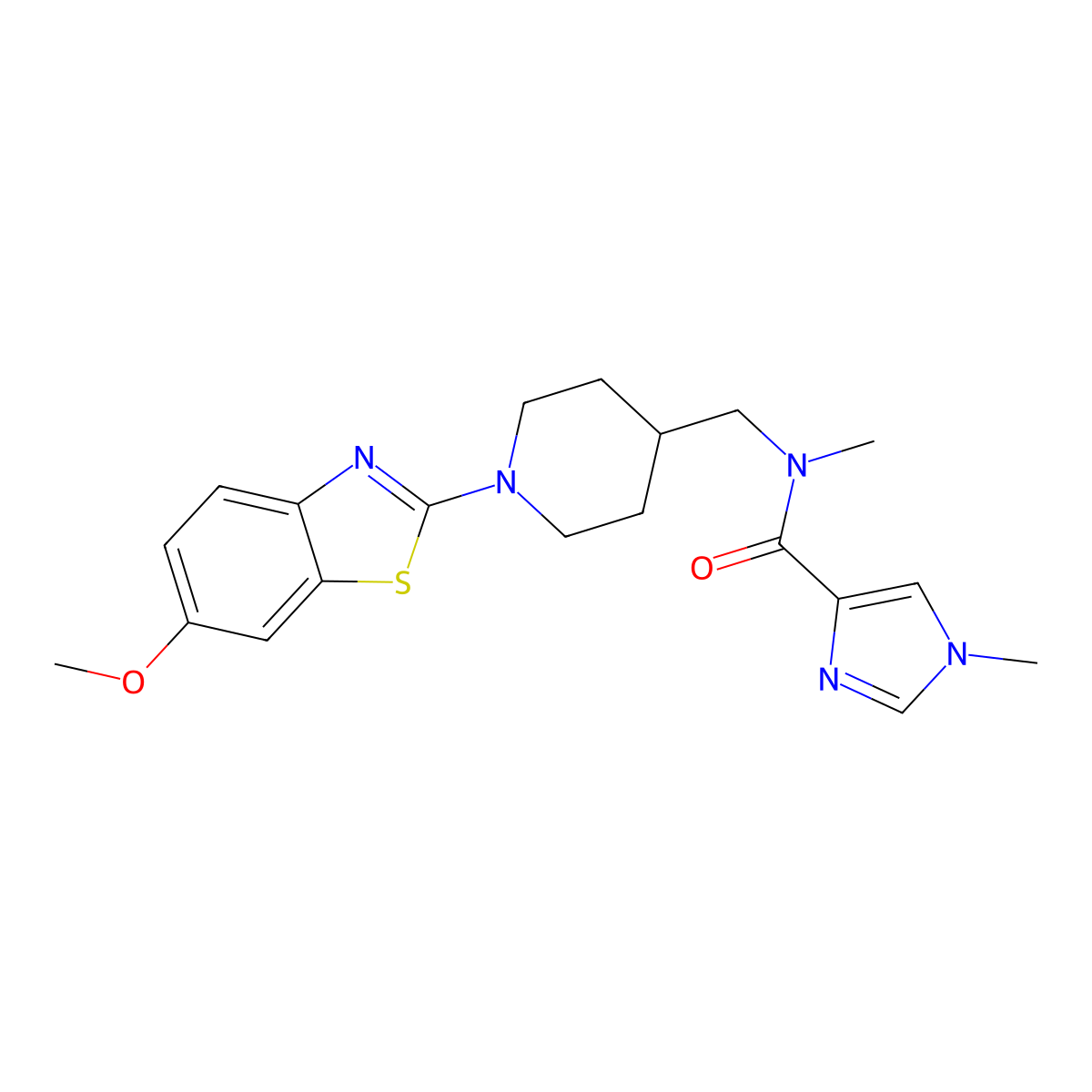 N-{[1-(6-methoxy-1,3-benzothiazol-2-yl)piperidin-4-yl]methyl}-N,1-dimethyl-1H-imidazole-4-carboxamide molecular structure, CAS 3054562-75-0