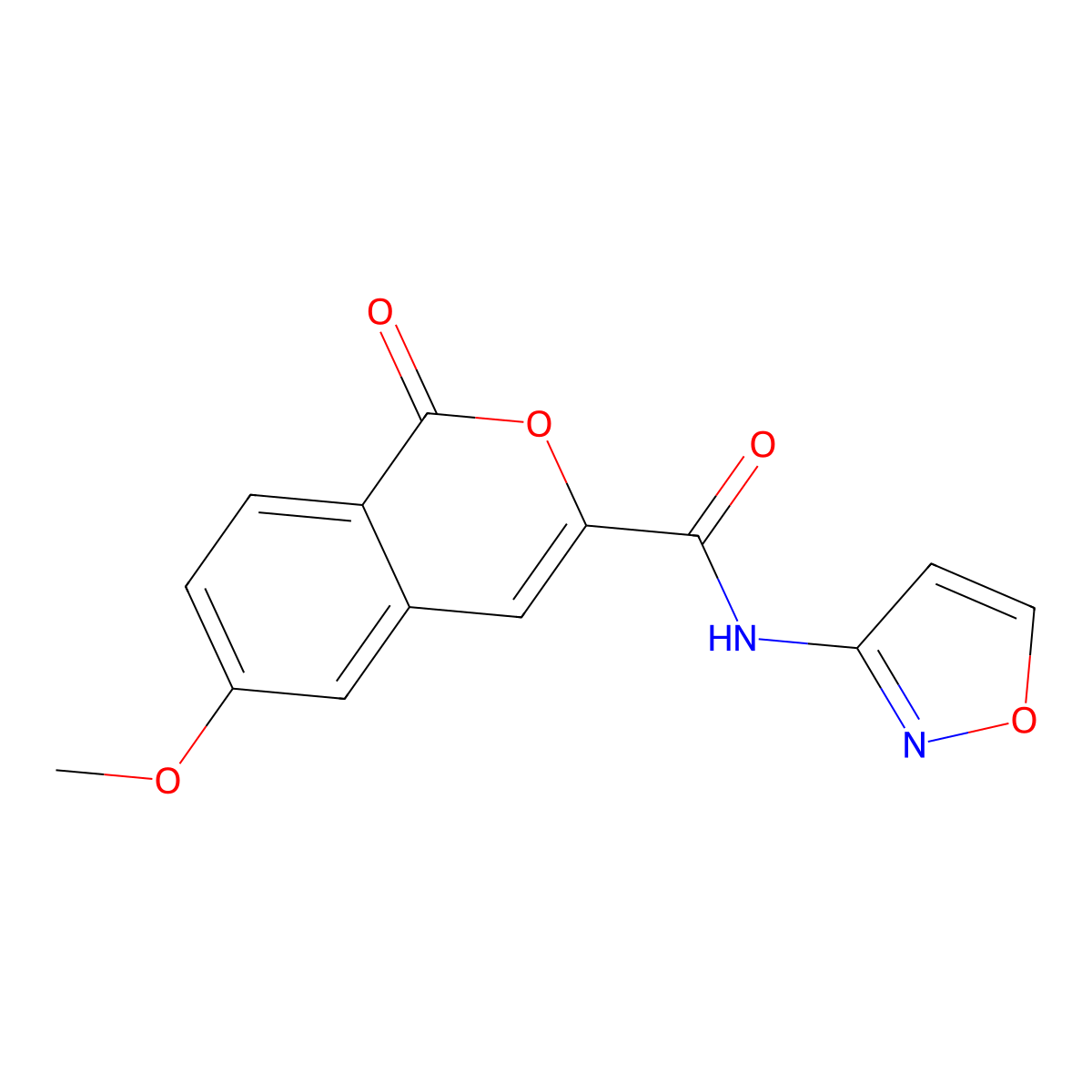 6-methoxy-N-(1,2-oxazol-3-yl)-1-oxo-1H-isochromene-3-carboxamide molecular structure, CAS 3054562-77-2