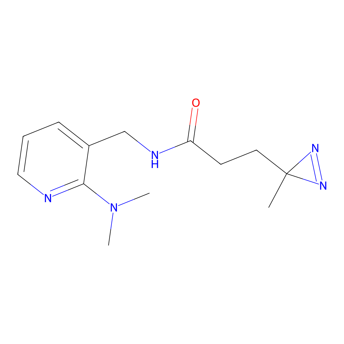 N-{[2-(dimethylamino)pyridin-3-yl]methyl}-3-(3-methyl-3H-diazirin-3-yl)propanamide molecular structure, CAS 3054562-78-3