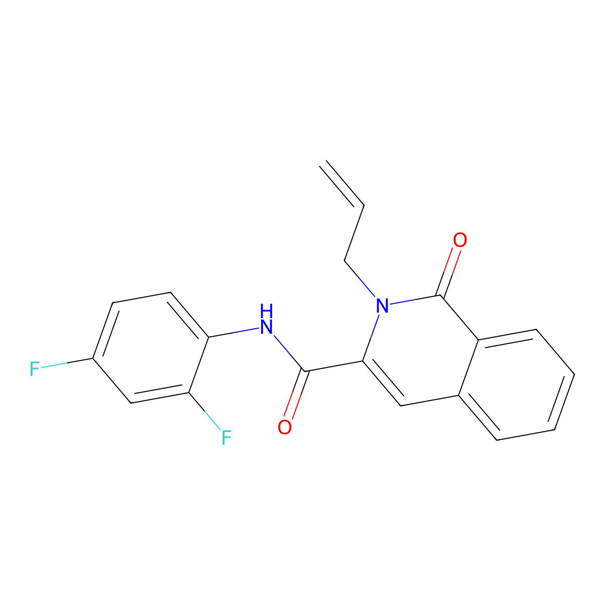 N-(2,4-difluorophenyl)-1-oxo-2-(prop-2-en-1-yl)-1,2-dihydroisoquinoline-3-carboxamide molecular structure, CAS 3054562-80-7