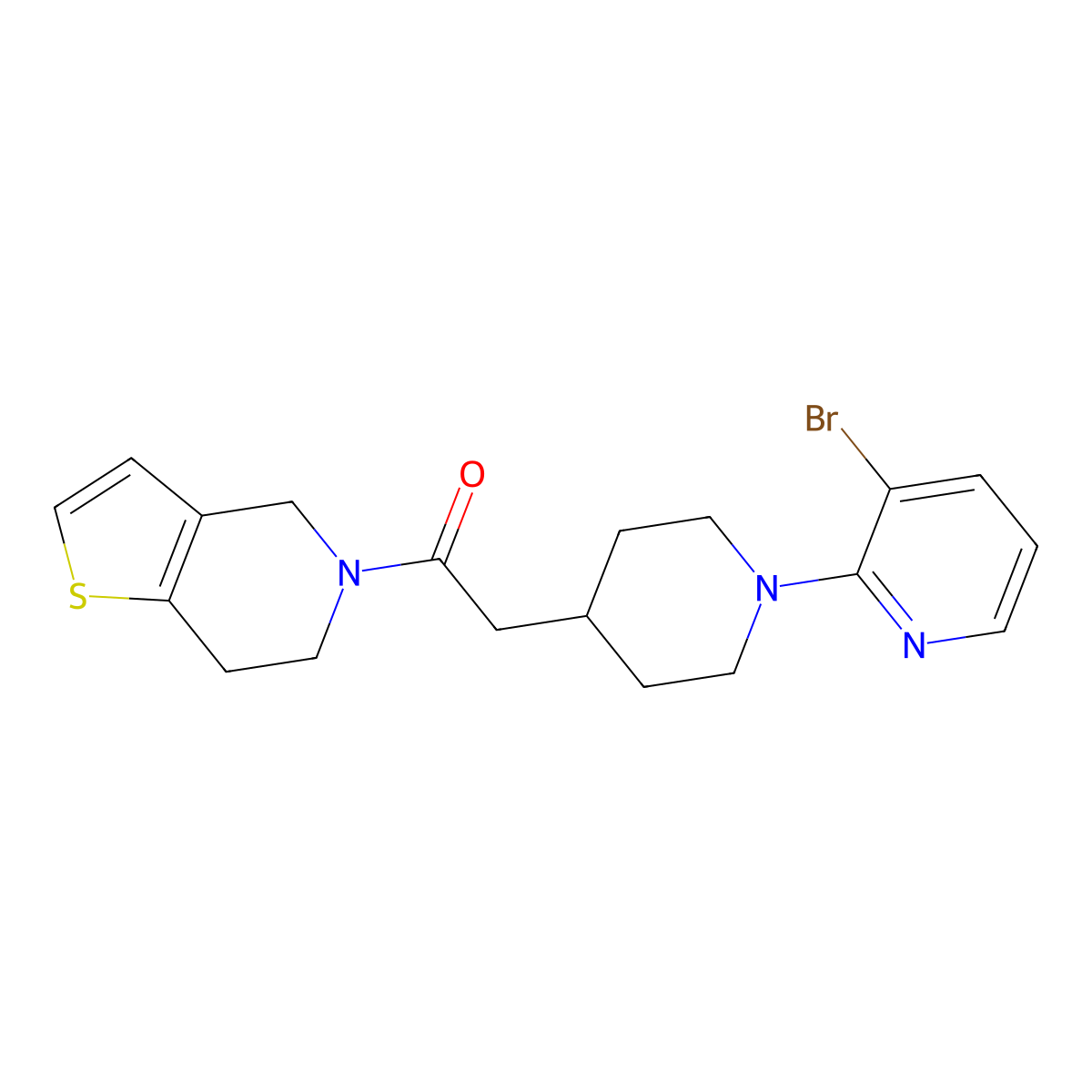 2-[1-(3-bromopyridin-2-yl)piperidin-4-yl]-1-{4H,5H,6H,7H-thieno[3,2-c]pyridin-5-yl}ethan-1-one molecular structure, CAS 3054562-81-8