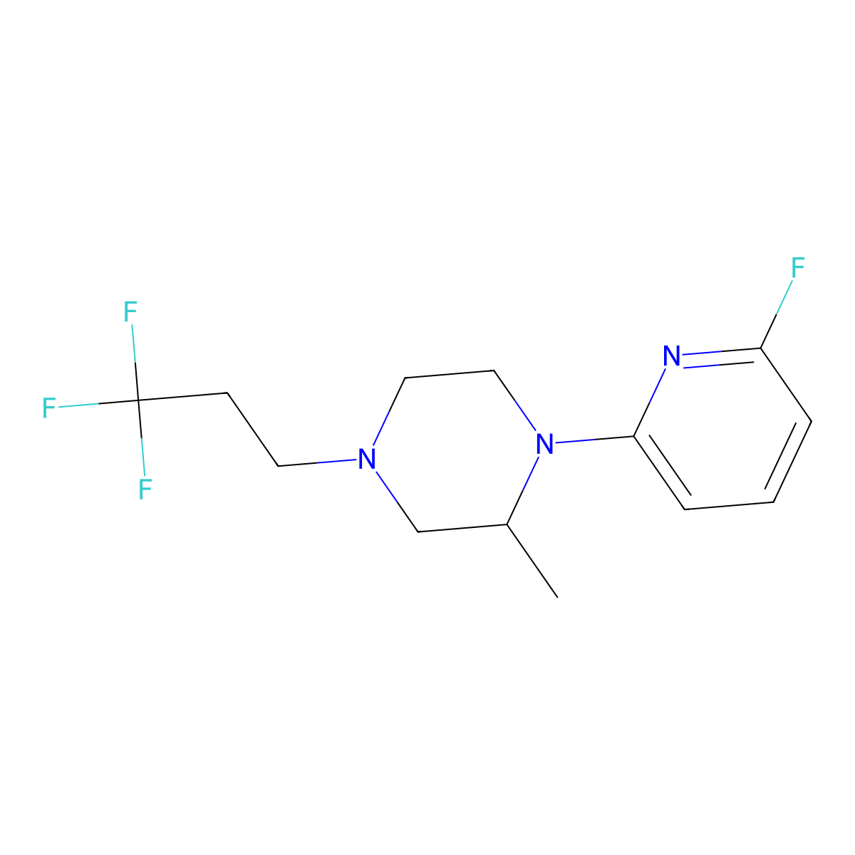 1-(6-Fluoropyridin-2-yl)-2-methyl-4-(3,3,3-trifluoropropyl)piperazine molecular structure, CAS 3054562-84-1
