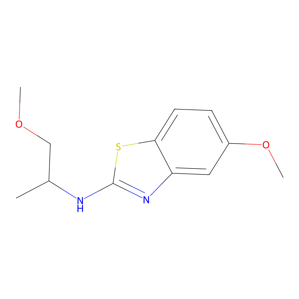 5-methoxy-N-(1-methoxypropan-2-yl)-1,3-benzothiazol-2-amine molecular structure, CAS 3054562-86-3