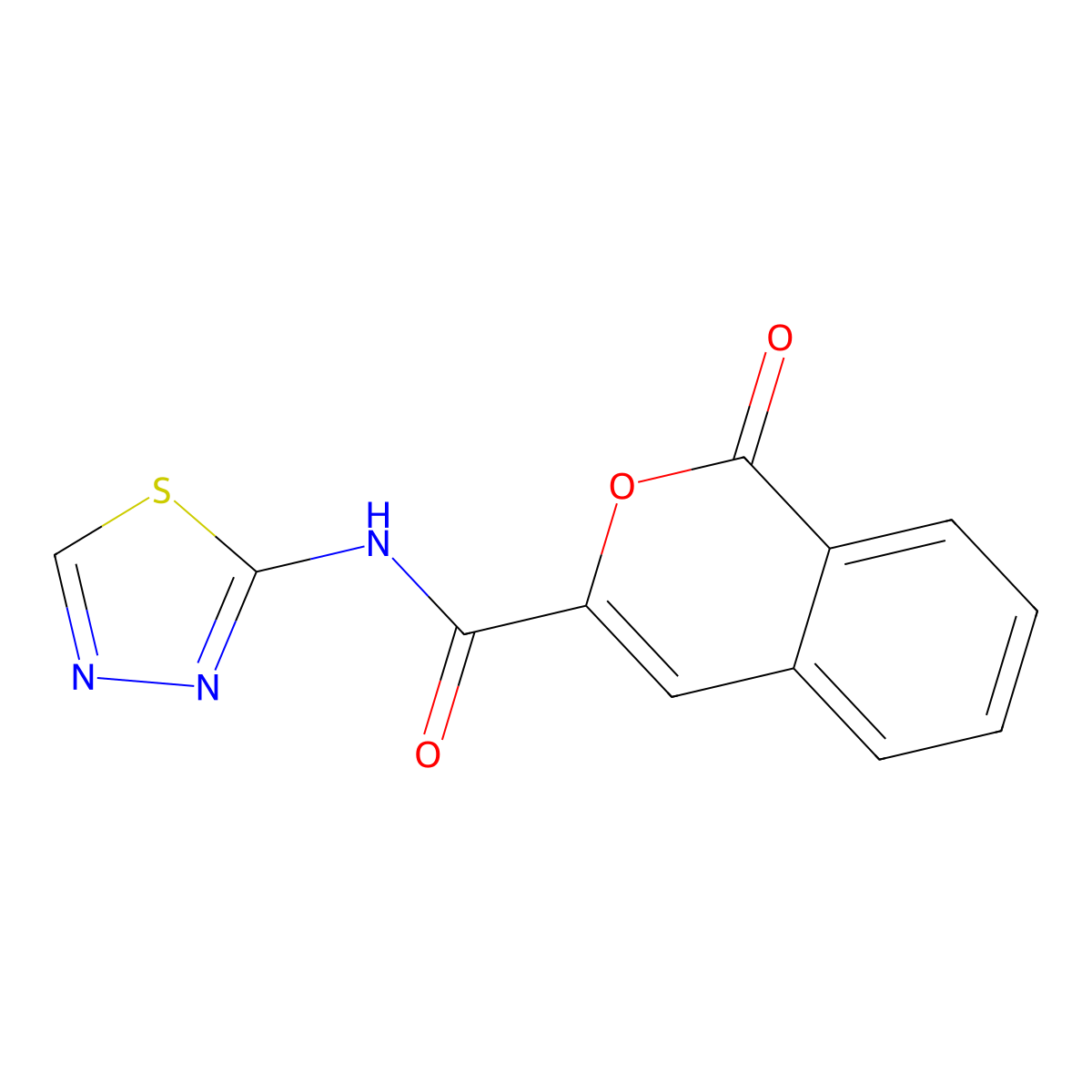 1-oxo-N-(1,3,4-thiadiazol-2-yl)-1H-isochromene-3-carboxamide molecular structure, CAS 3054562-87-4