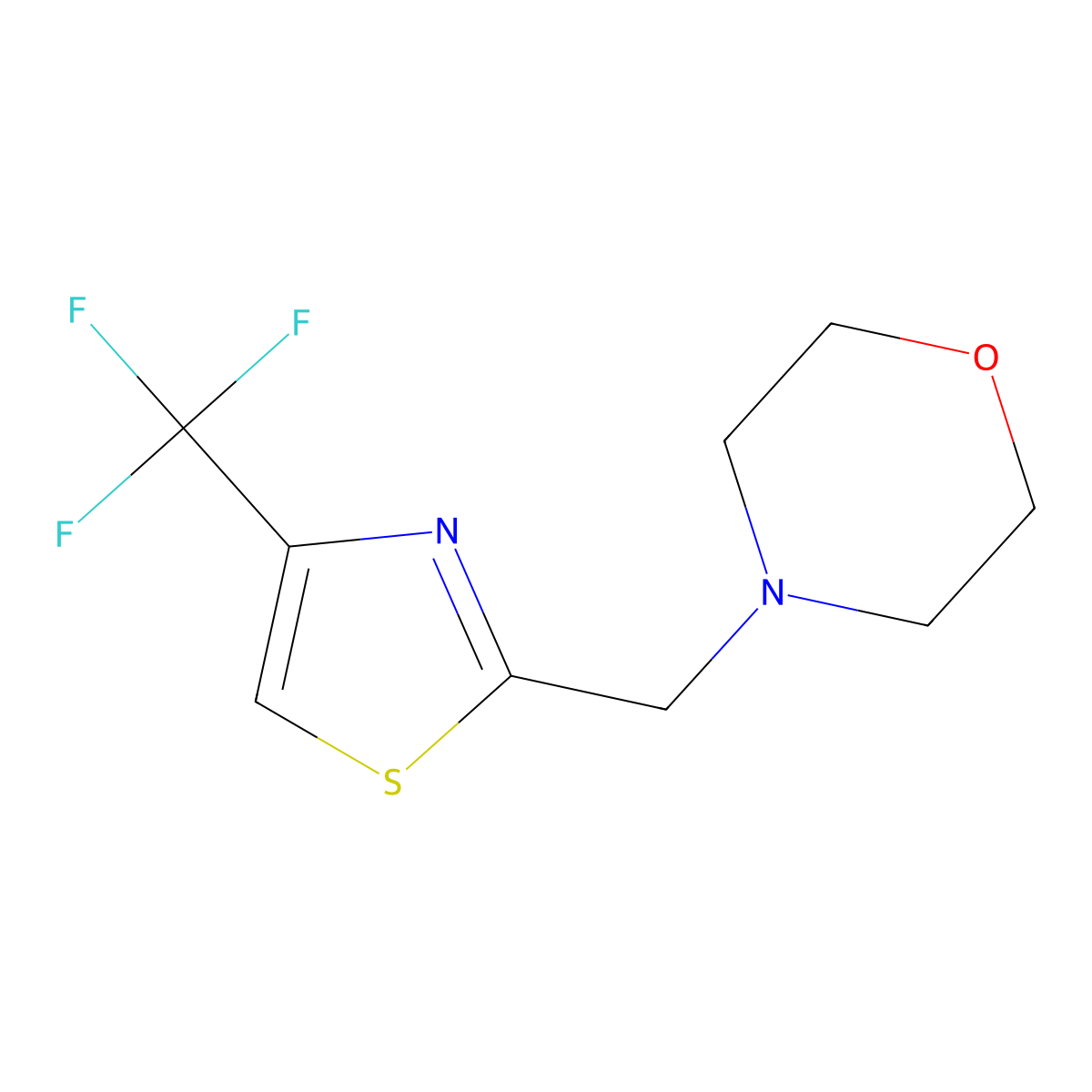 4-{[4-(Trifluoromethyl)-1,3-thiazol-2-yl]methyl}morpholine molecular structure, CAS 3054562-88-5
