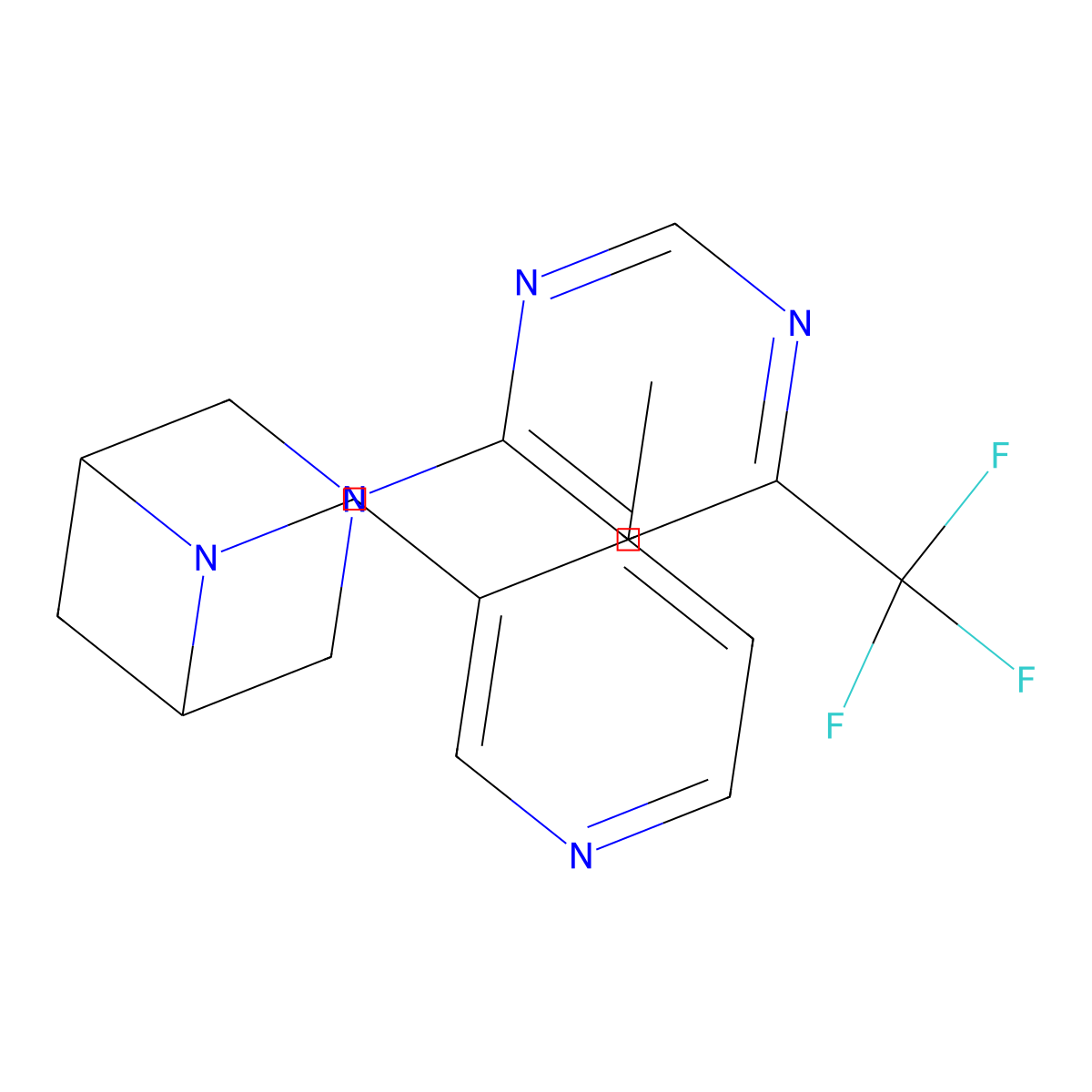 6-[(4-Methylpyridin-3-yl)methyl]-3-[6-(trifluoromethyl)pyrimidin-4-yl]-3,6-diazabicyclo[3.1.1]heptane molecular structure, CAS 3054562-91-0