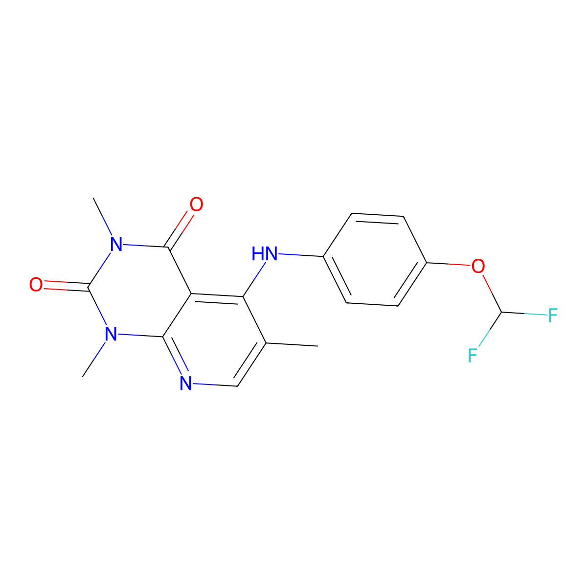 5-{[4-(difluoromethoxy)phenyl]amino}-1,3,6-trimethyl-1H,2H,3H,4H-pyrido[2,3-d]pyrimidine-2,4-dione molecular structure, CAS 3054562-93-2
