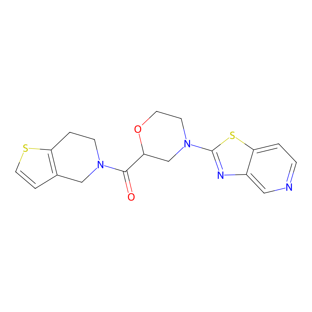 4-{[1,3]thiazolo[4,5-c]pyridin-2-yl}-2-{4H,5H,6H,7H-thieno[3,2-c]pyridine-5-carbonyl}morpholine molecular structure, CAS 3054562-99-8